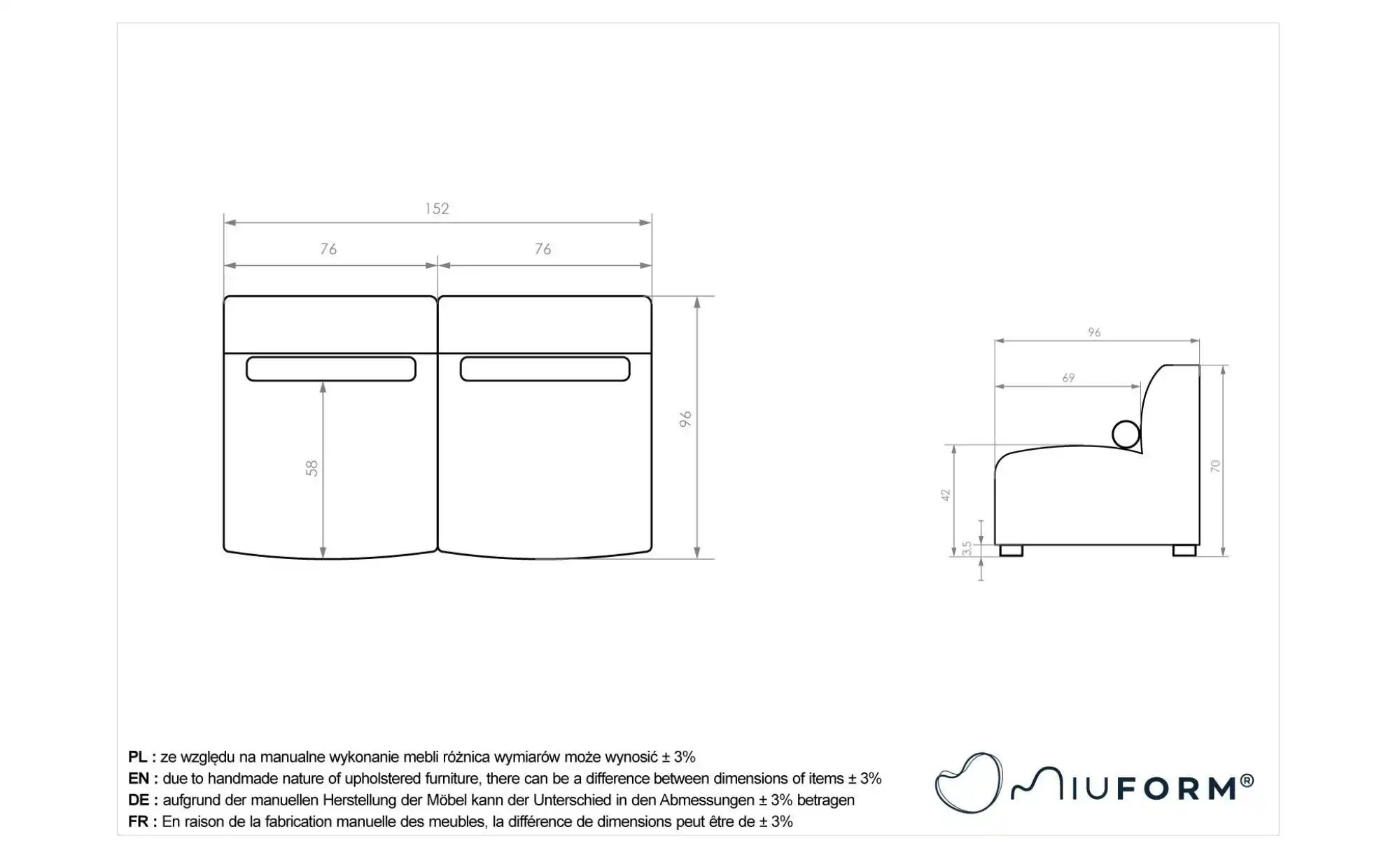 Miuform Einzelsofa modular Flex Felix ¦ grün ¦ Maße (cm): B: 152 H: 70 Pols günstig online kaufen