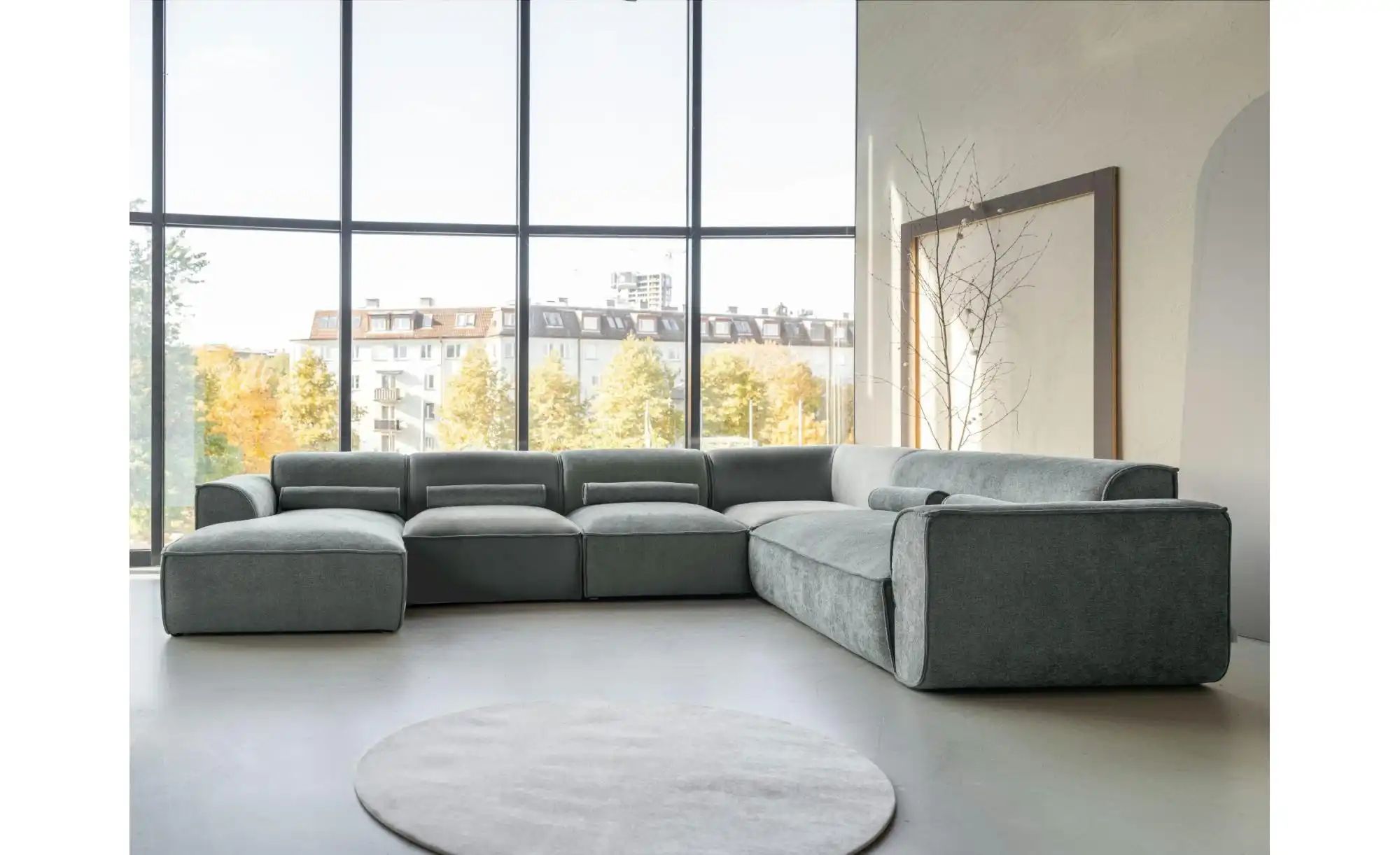 Thumbnail - Miuform Wohnlandschaft modular Flex Felix ¦ grün ¦ Maße (cm): B: 337 H: 70 Polstermöbel > Sofas > Wohnlandschaften - Höf...