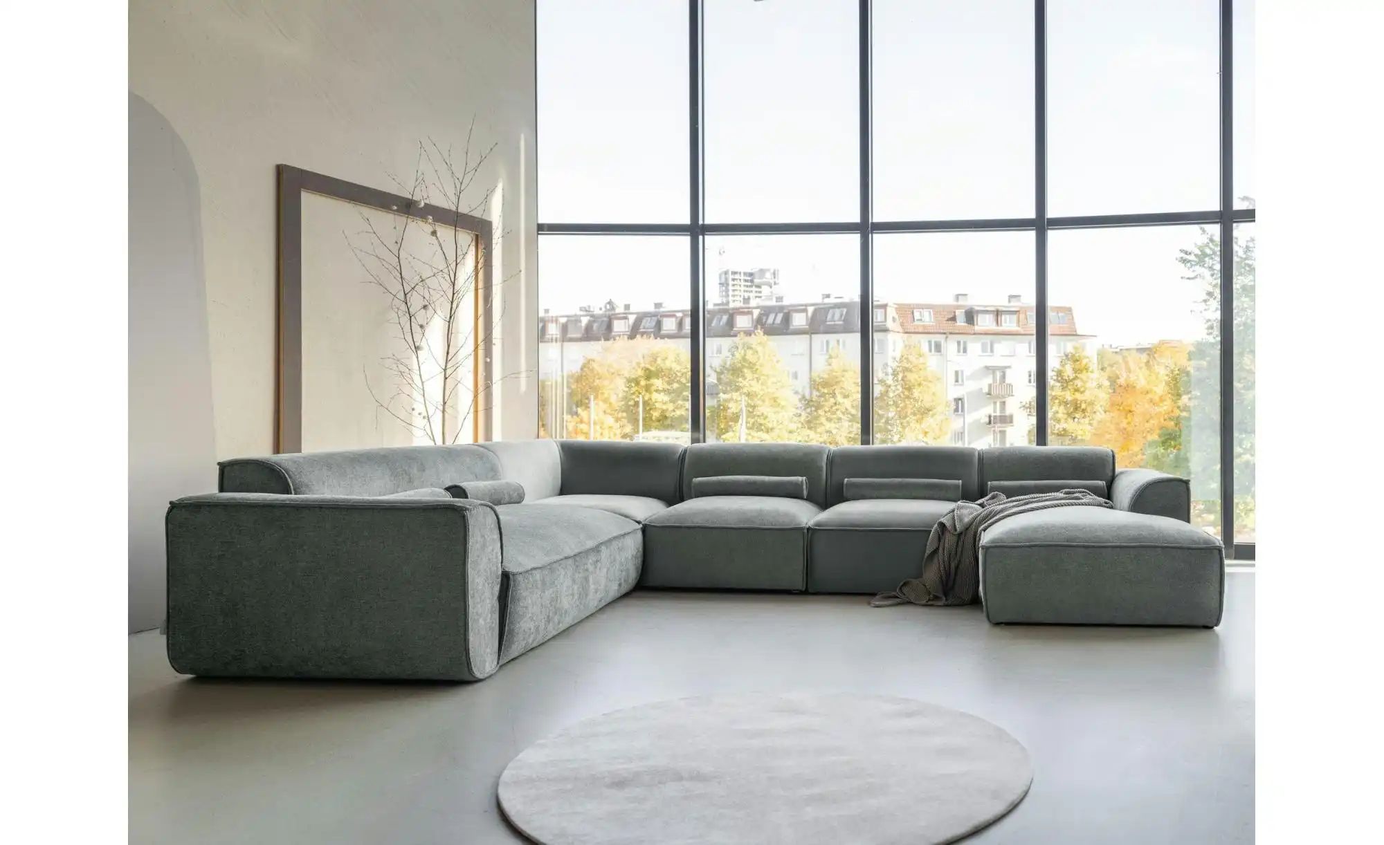 Miuform Wohnlandschaft modular Flex Felix ¦ grün ¦ Maße (cm): B: 337 H: 70 günstig online kaufen