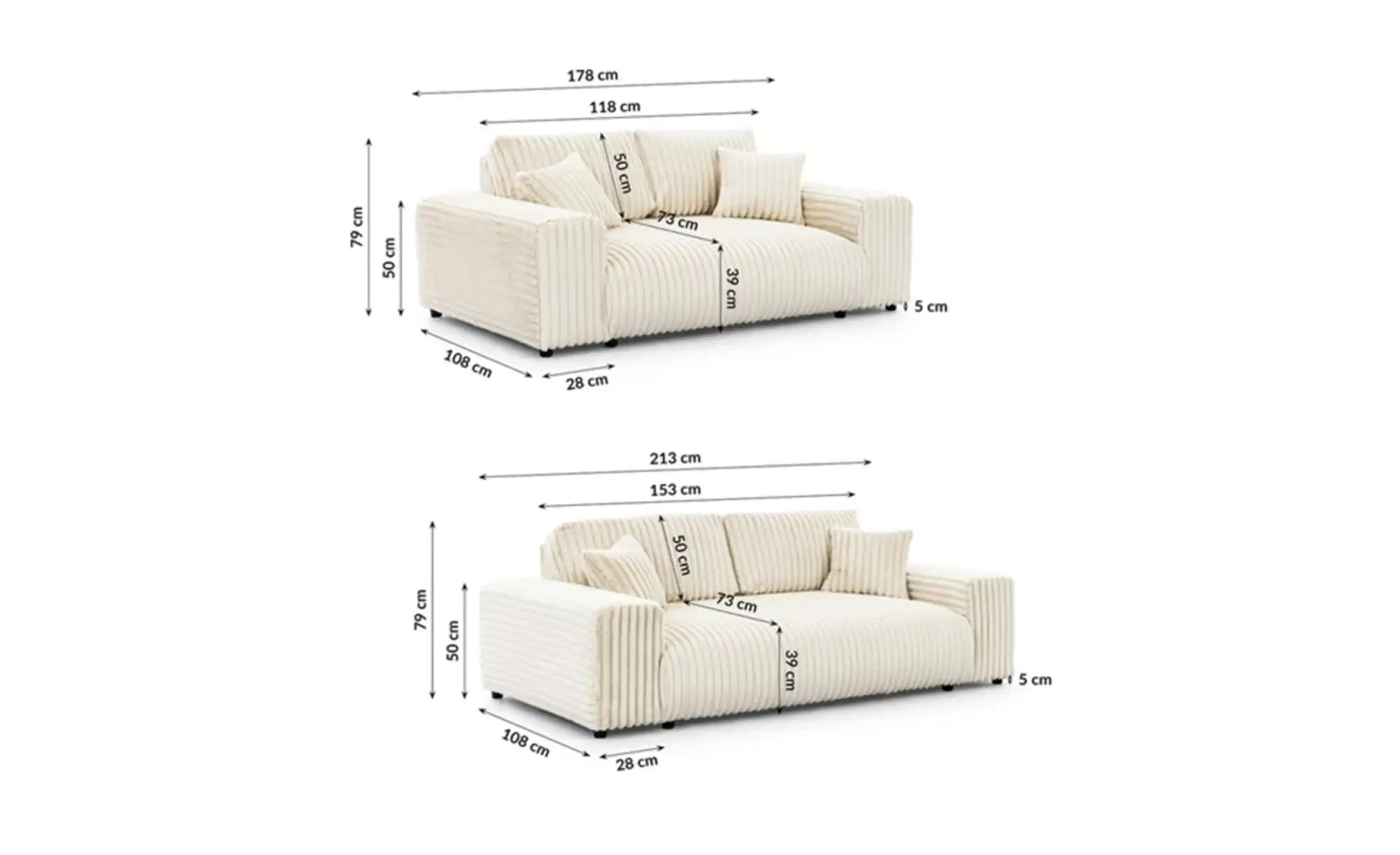 Polstergarnitur 2er-Set   ¦ beige ¦ Maße (cm): B: 213 H: 79 Polstermöbel > günstig online kaufen