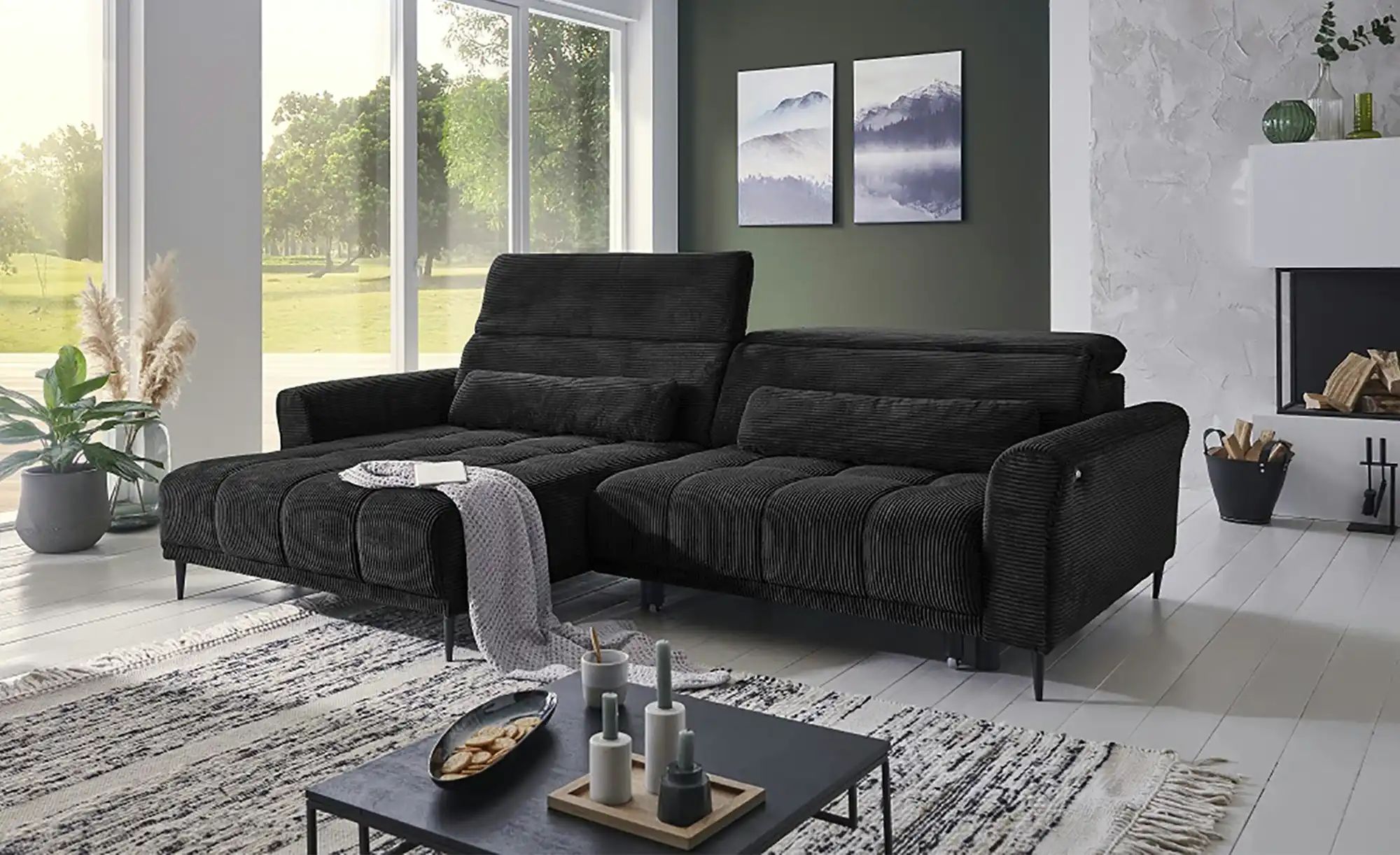Ecksofa  Logan ¦ schwarz ¦ Maße (cm): B: 277 H: 80 T: 179.0 Polstermöbel > günstig online kaufen