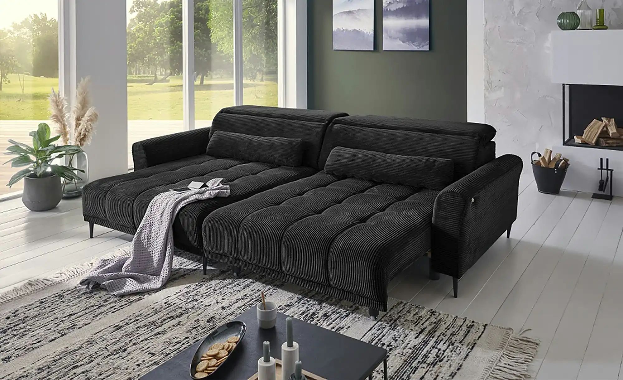 Thumbnail - Ecksofa mit elektrischer Sitztiefenverstellung Logan ¦ schwarz ¦ Maße (cm): B: 277 H: 80 T: 179.0 Polstermöbel > Sofas >...