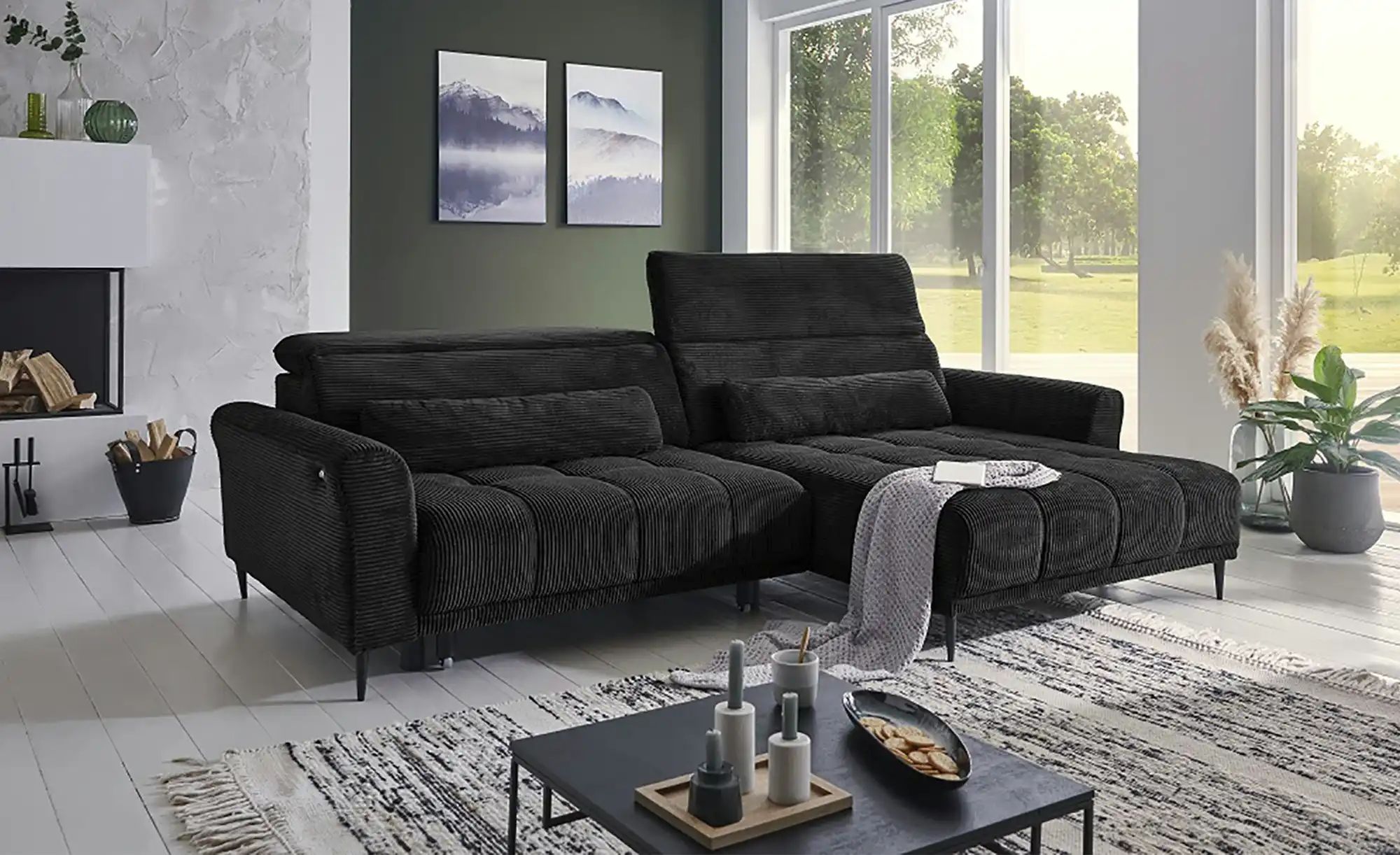 Thumbnail - Ecksofa mit elektrischer Sitztiefenverstellung Logan ¦ schwarz ¦ Maße (cm): B: 277 H: 80 T: 179.0 Polstermöbel > Sofas >...