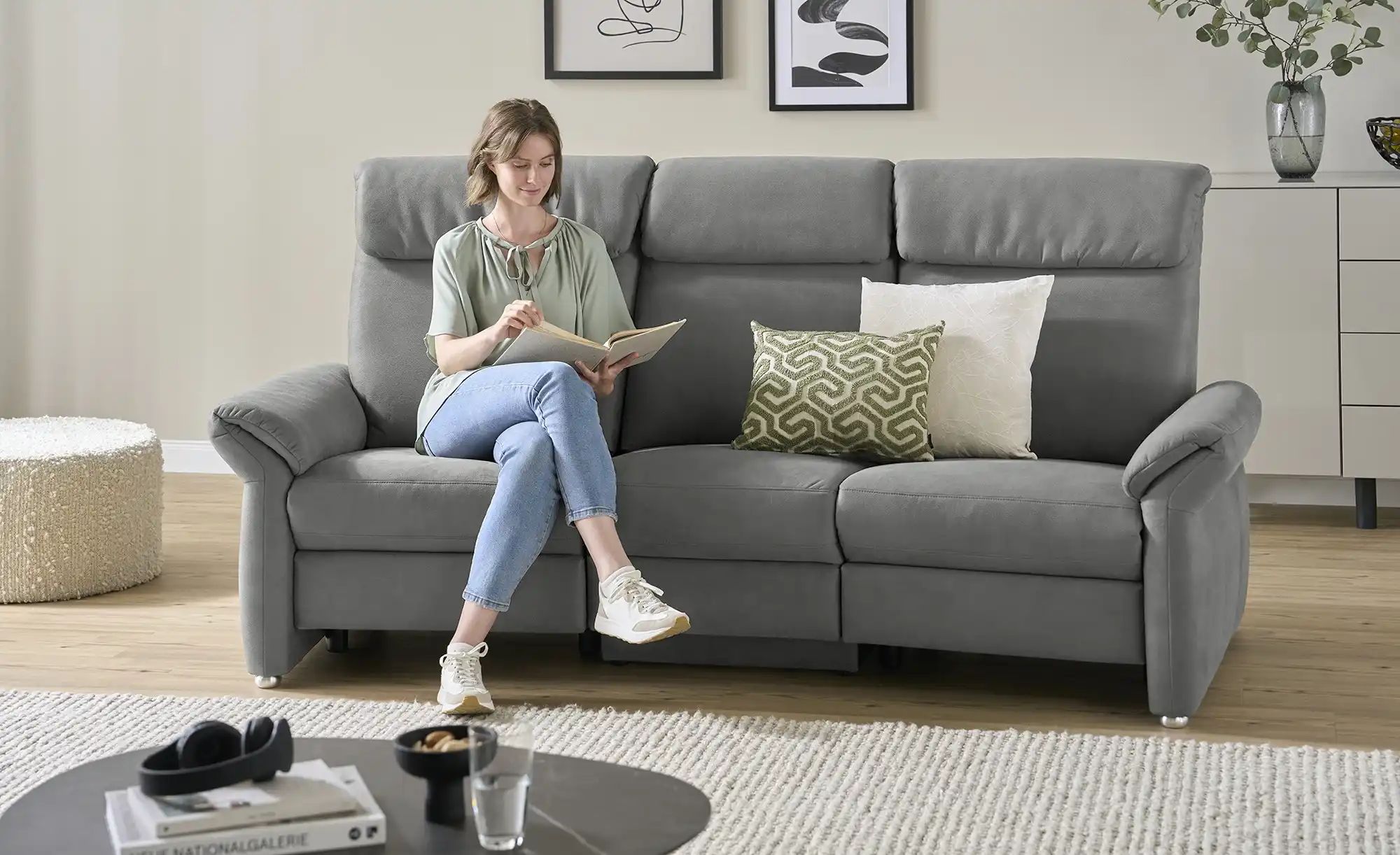 Wohnwert Trapezsofa  Melina ¦ grau ¦ Maße (cm): B: 226 H: 107 T: 102.0 Pols günstig online kaufen