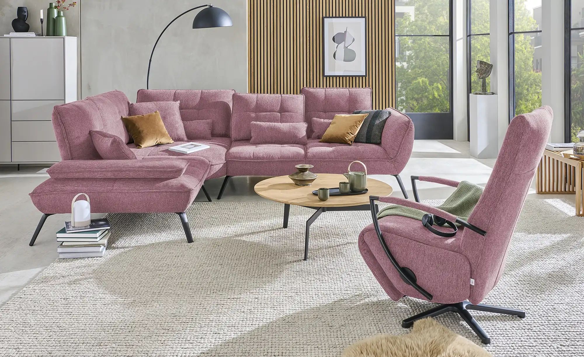 Thumbnail - vito Ecksofa  Ticona ¦ rosa/pink ¦ Maße (cm): B: 326 H: 93 T: 266.0 Polstermöbel > Sofas > Ecksofas - Höffner