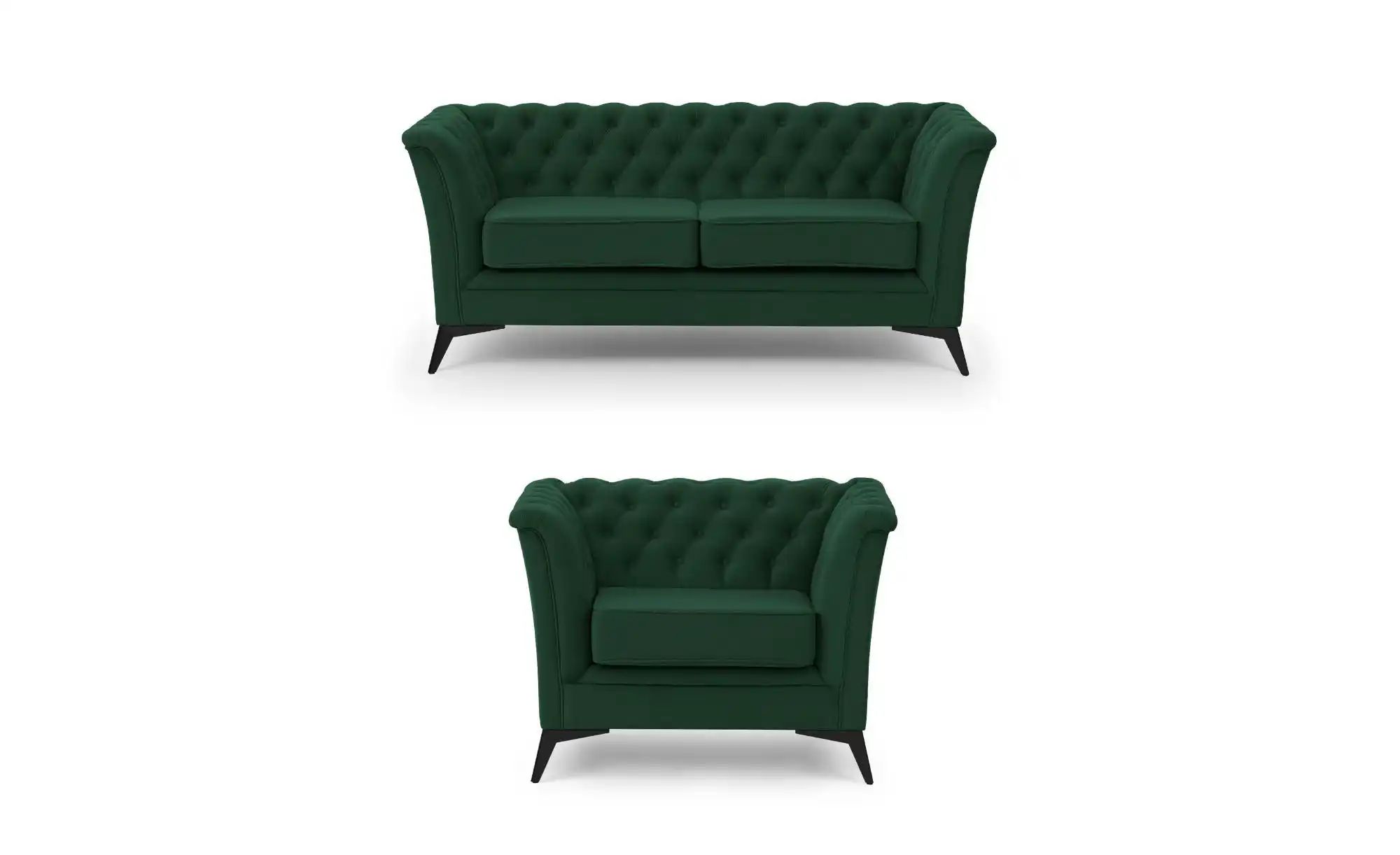 Chesterfield Polstergarnitur 2+1  Wilhelm ¦ grün ¦ Maße (cm): B: 175 H: 78 günstig online kaufen