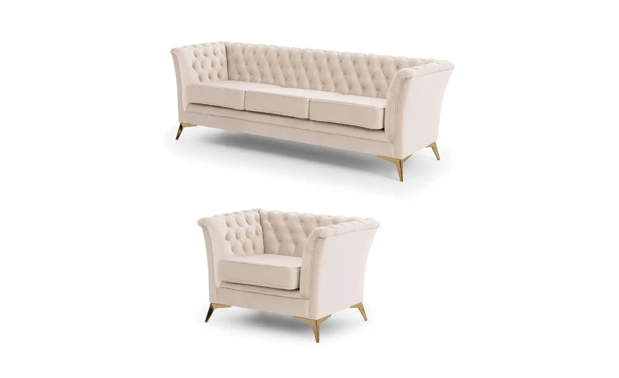 Chesterfield Polstergarnitur 3+1  Wilhelm ¦ beige ¦ Maße (cm): B: 237 H: 78 günstig online kaufen