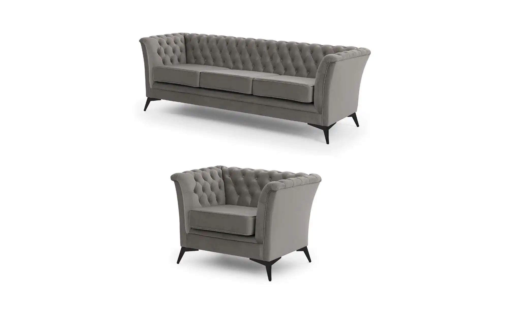 Chesterfield Polstergarnitur 3+1  Wilhelm ¦ grau ¦ Maße (cm): B: 237 H: 78 günstig online kaufen