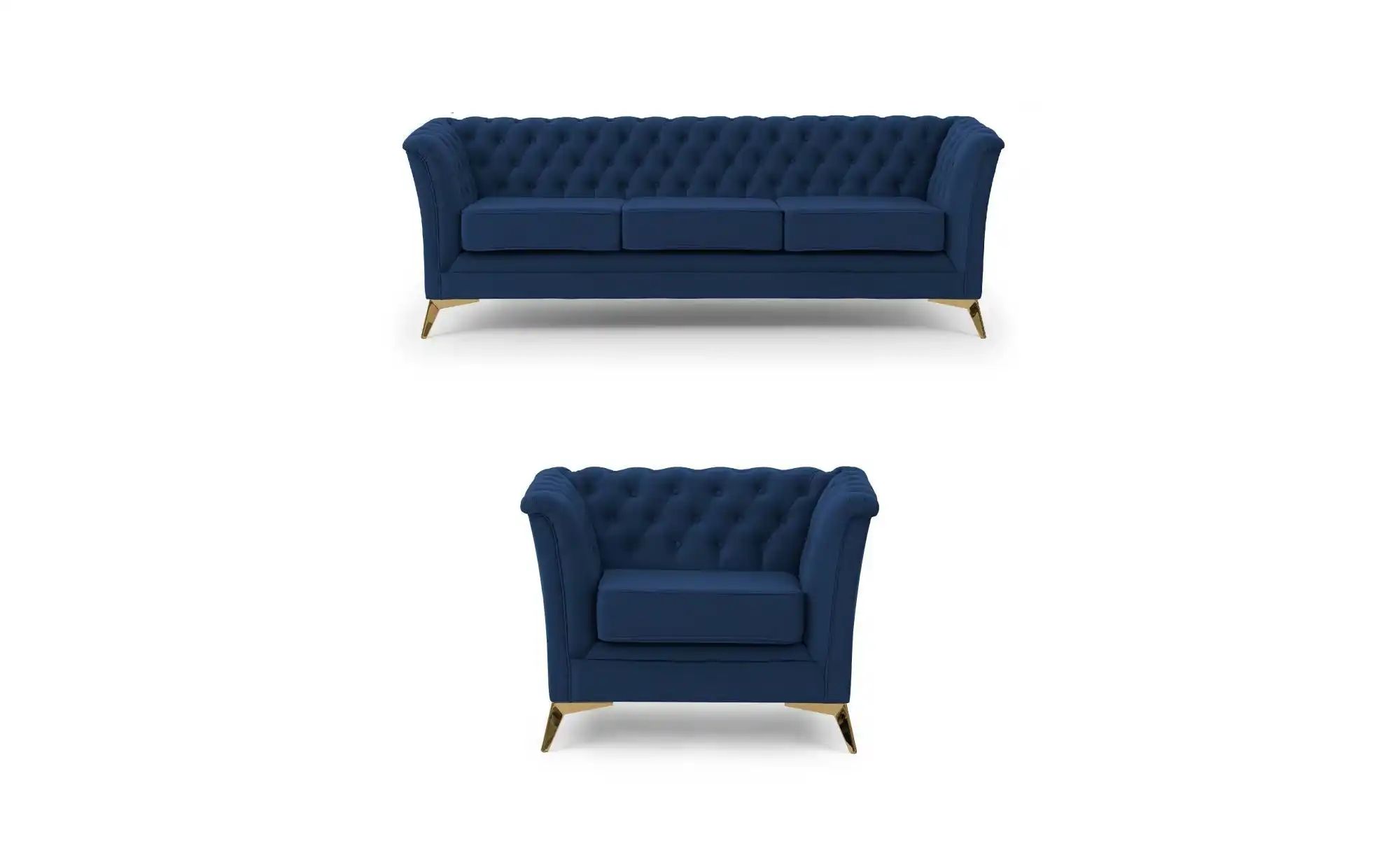 Chesterfield Polstergarnitur 3+1  Wilhelm ¦ blau ¦ Maße (cm): B: 237 H: 78 günstig online kaufen