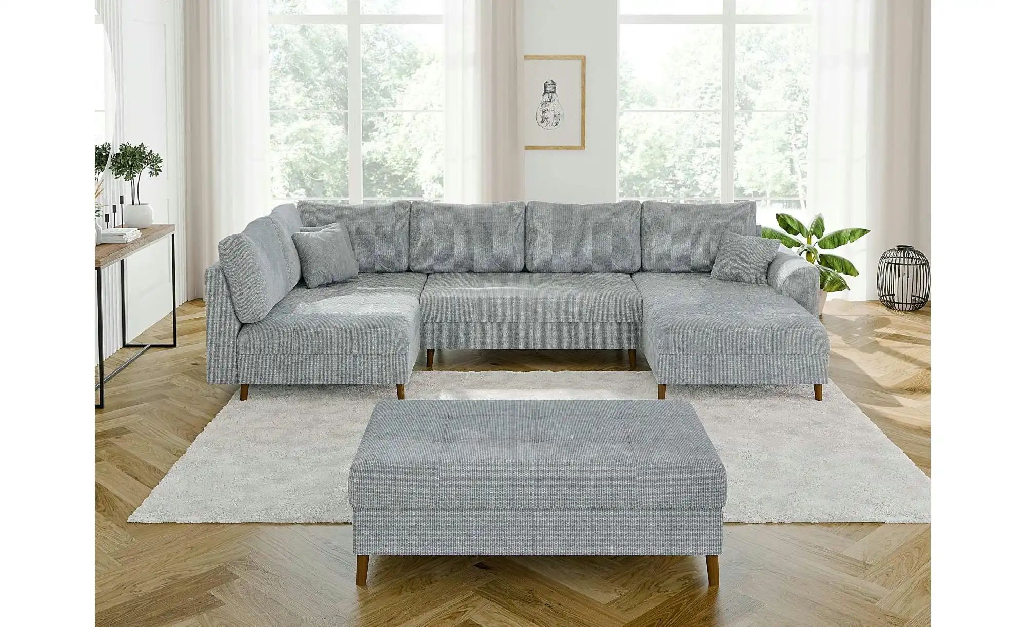 Wohnlandschaft mit Hocker  Trygve ¦ grau ¦ Maße (cm): B: 310 H: 81 Polsterm günstig online kaufen