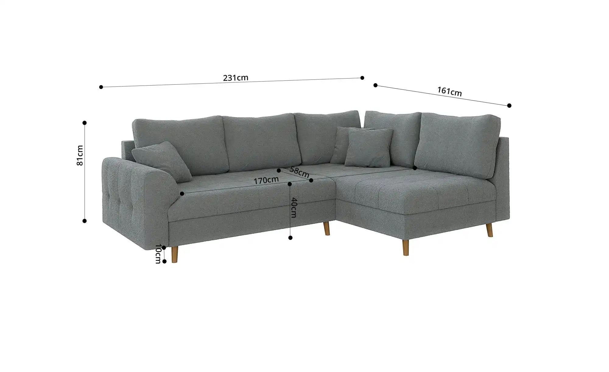 Ecksofa  Lars ¦ grau ¦ Maße (cm): B: 231 H: 81 Polstermöbel > Sofas > Eckso günstig online kaufen