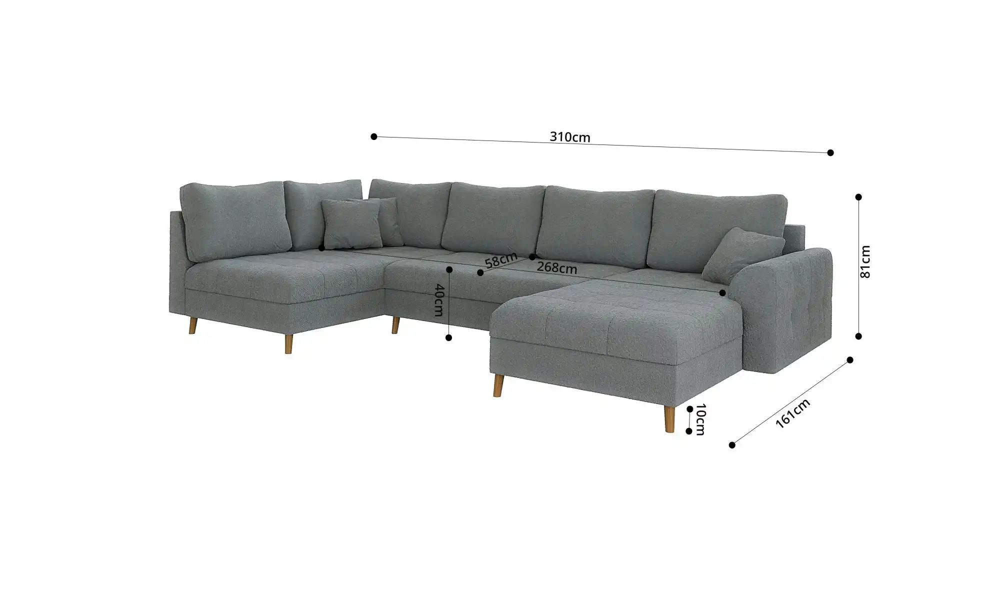 S-STYLE Wohnlandschaft  Lars ¦ grau ¦ Maße (cm): B: 310 H: 81 Polstermöbel günstig online kaufen