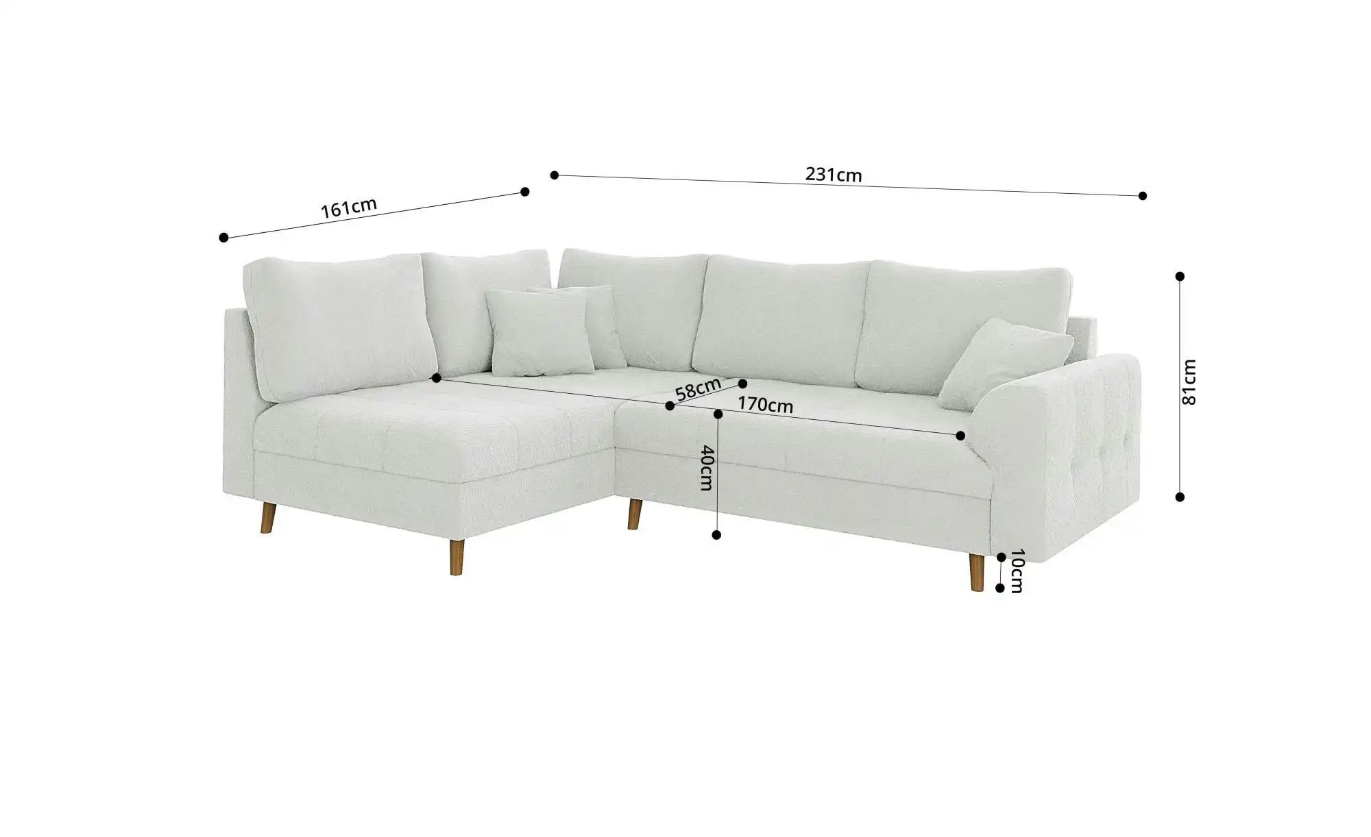 Ecksofa mit Hocker  Lars ¦ weiß ¦ Maße (cm): B: 231 H: 81 Polstermöbel > So günstig online kaufen