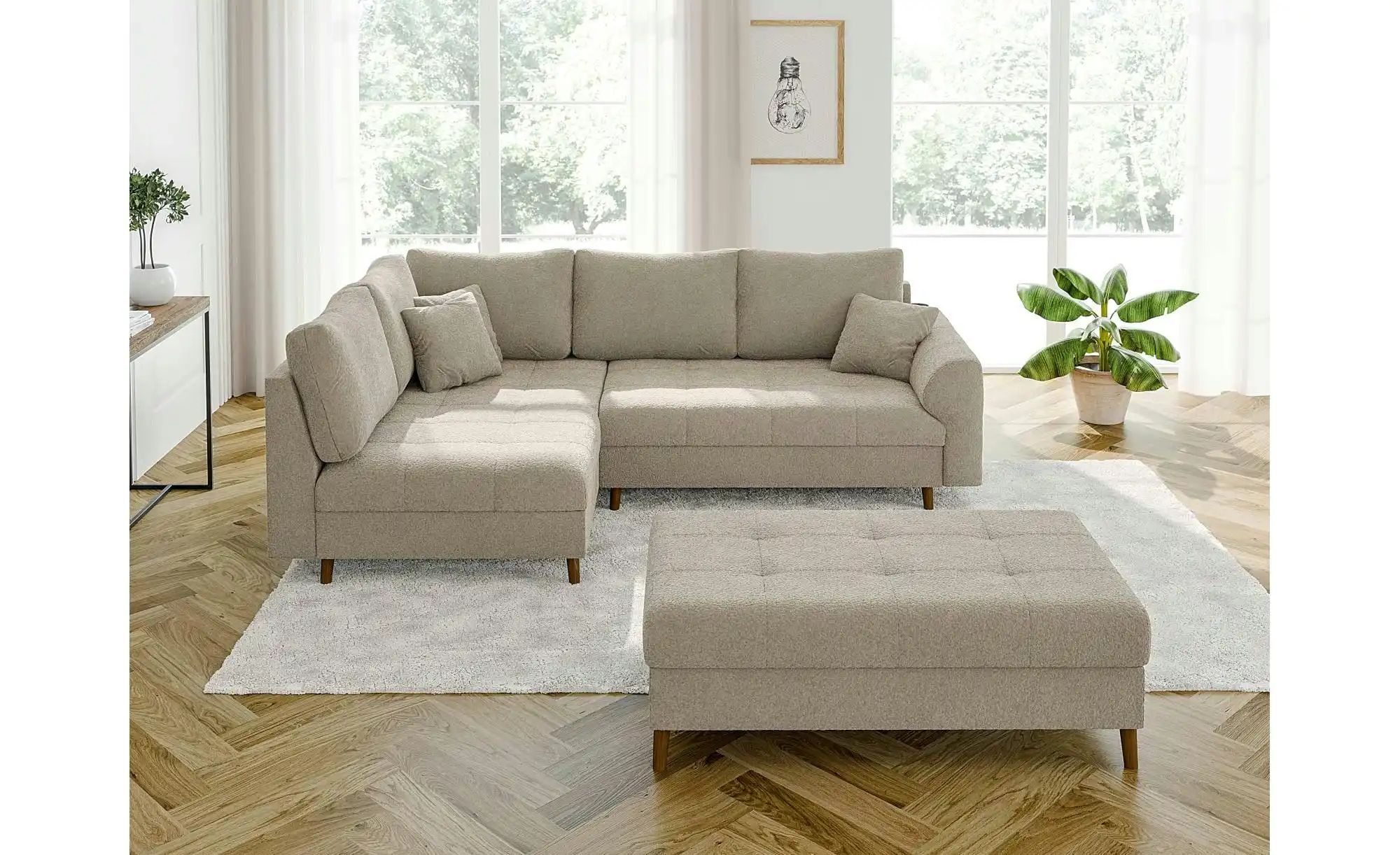 Ecksofa mit Hocker  Lars ¦ beige ¦ Maße (cm): B: 231 H: 81 Polstermöbel > S günstig online kaufen