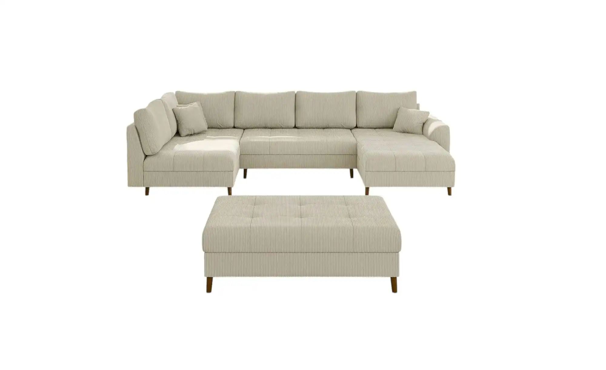 Wohnlandschaft mit Hocker  Maya ¦ beige ¦ Maße (cm): B: 310 H: 81 Polstermö günstig online kaufen