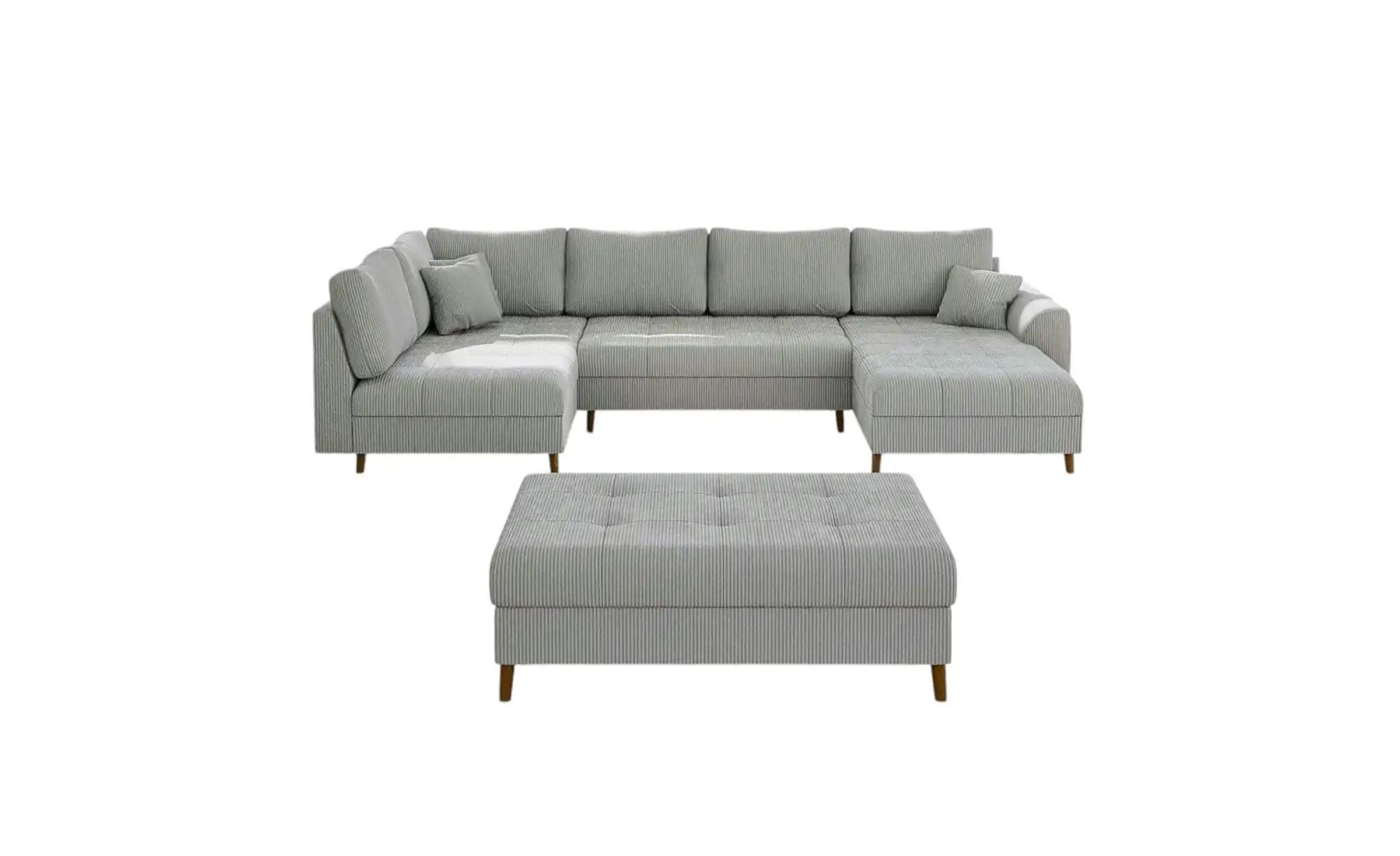 Wohnlandschaft mit Hocker  Maya ¦ grau ¦ Maße (cm): B: 310 H: 81 Polstermöb günstig online kaufen