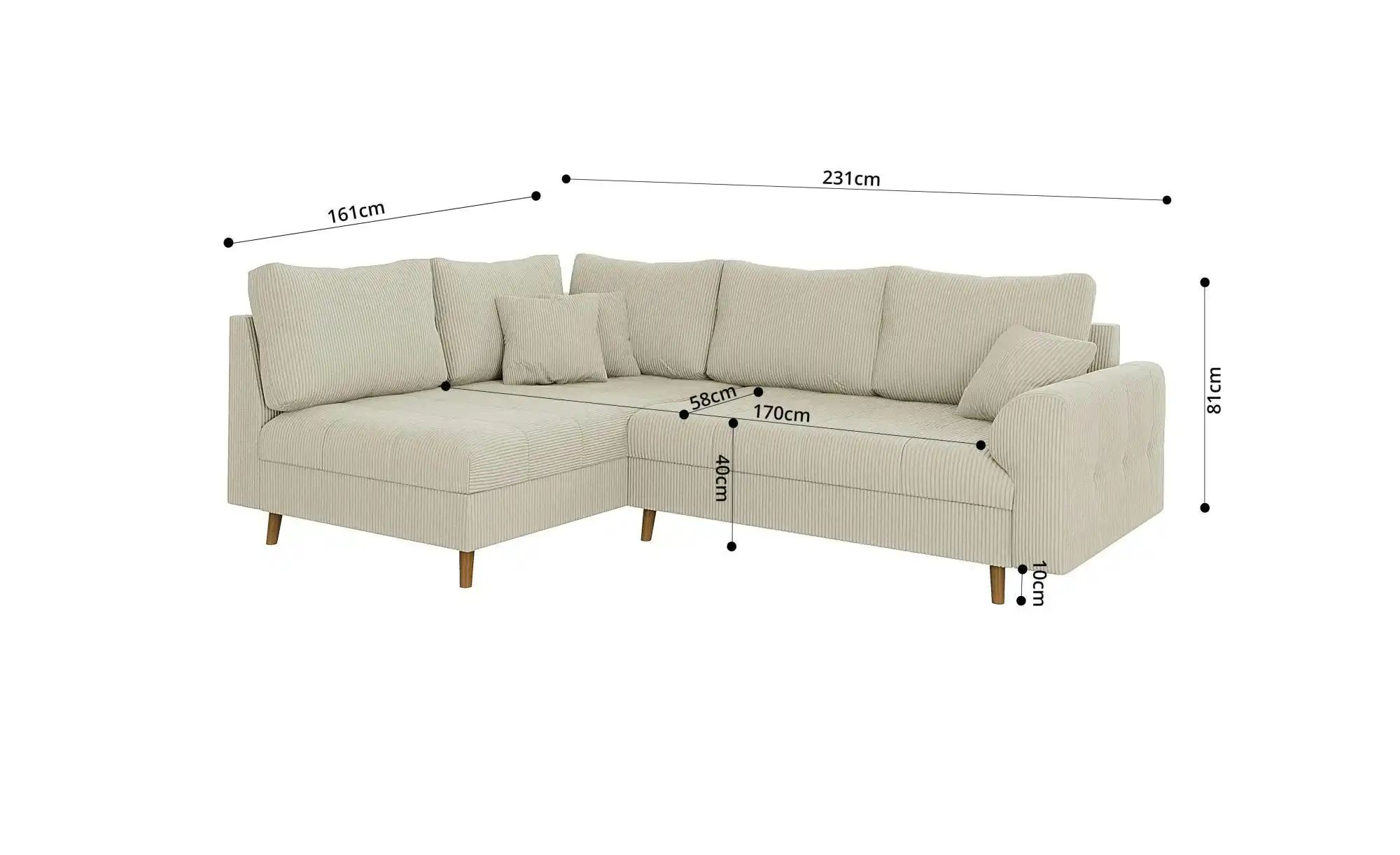 S-STYLE Ecksofa mit Hocker  Maya ¦ beige ¦ Maße (cm): B: 231 H: 81 Polsterm günstig online kaufen