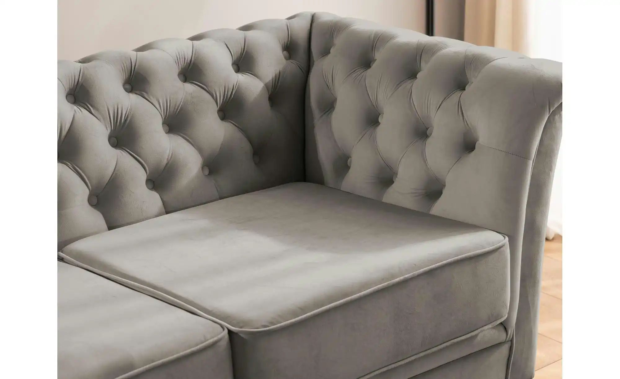 Chesterfield Polstergarnitur 2+1  Wilhelm ¦ grau ¦ Maße (cm): B: 175 H: 78 günstig online kaufen