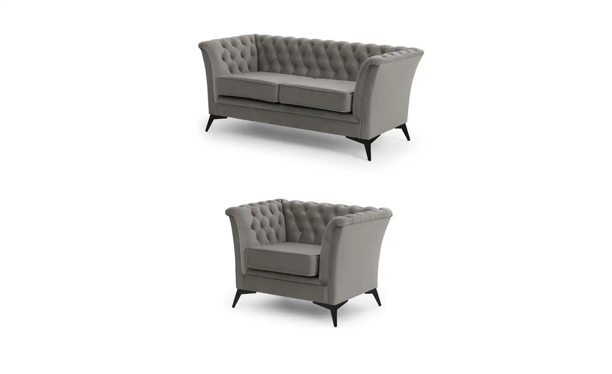 Chesterfield Polstergarnitur 2+1  Wilhelm ¦ grau ¦ Maße (cm): B: 175 H: 78 günstig online kaufen