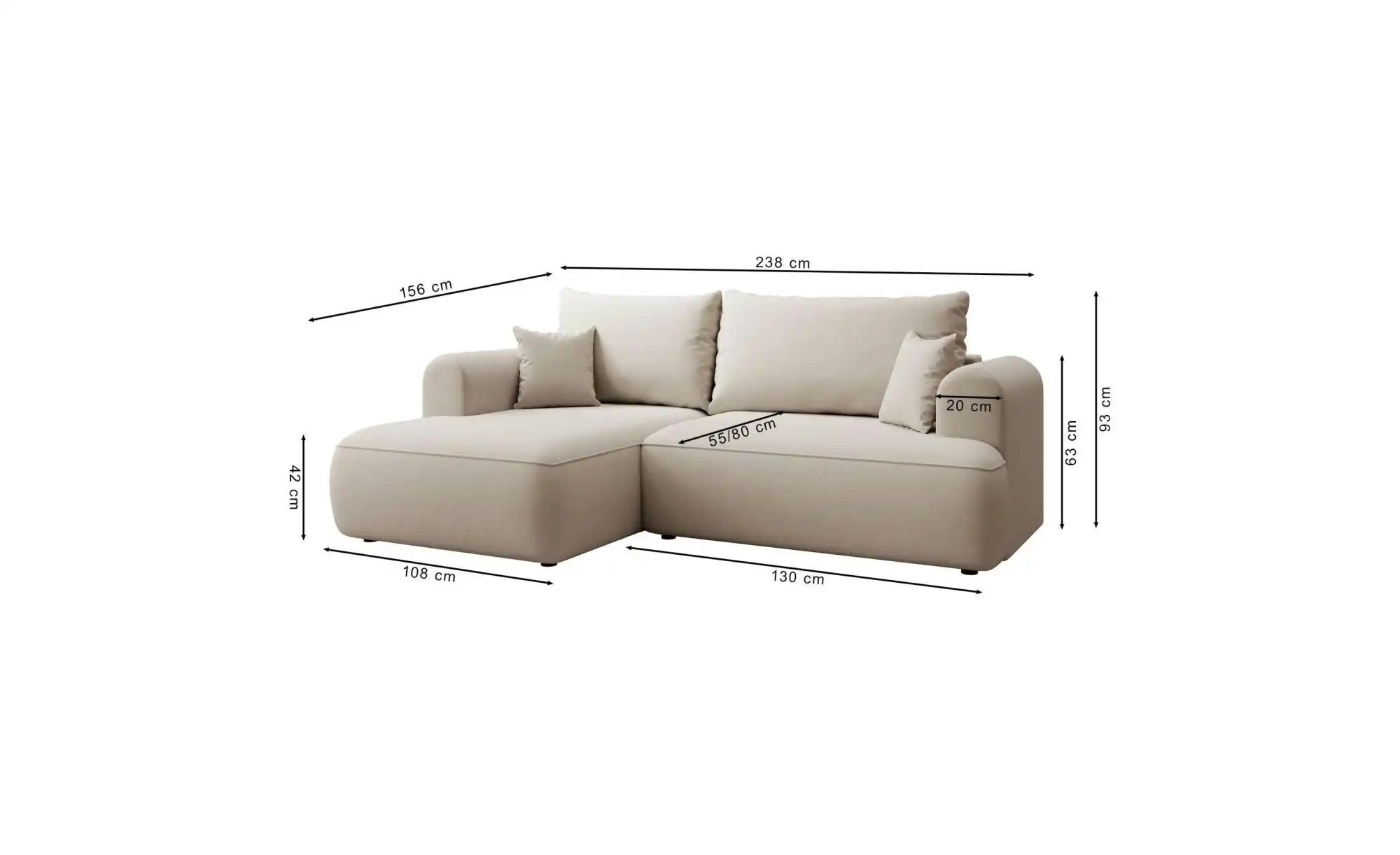 Selsey Ecksofa Ovo Mini   ¦ grau ¦ Maße (cm): B: 238 H: 93 Polstermöbel > S günstig online kaufen