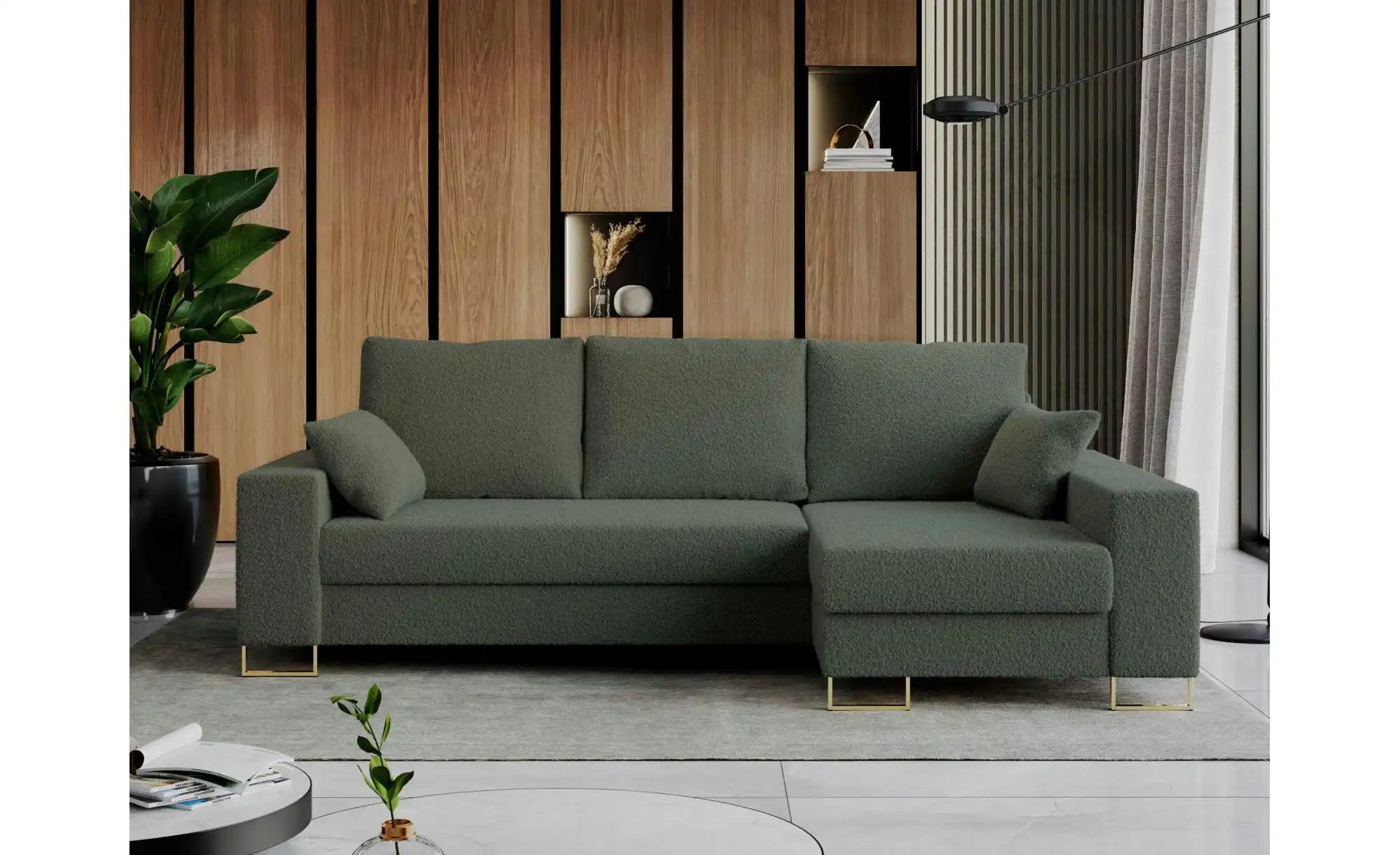 Ecksofa mit Schlaffunktion Dorain ¦ grün ¦ Maße (cm): B: 242 H: 85 Polsterm günstig online kaufen