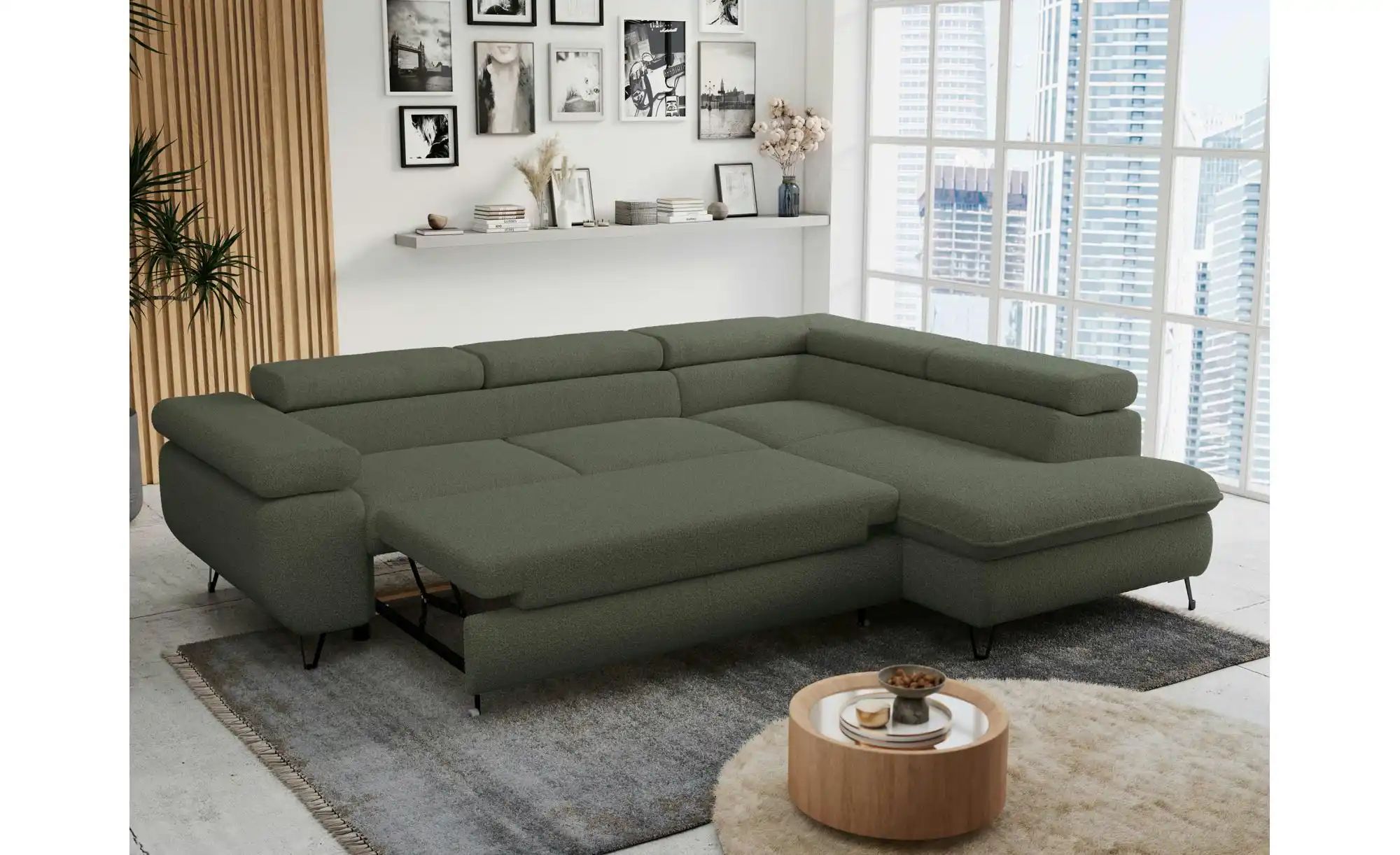 Ecksofa mit Schlaffunktion Peter ¦ grün ¦ Maße (cm): B: 273 H: 76 Polstermö günstig online kaufen