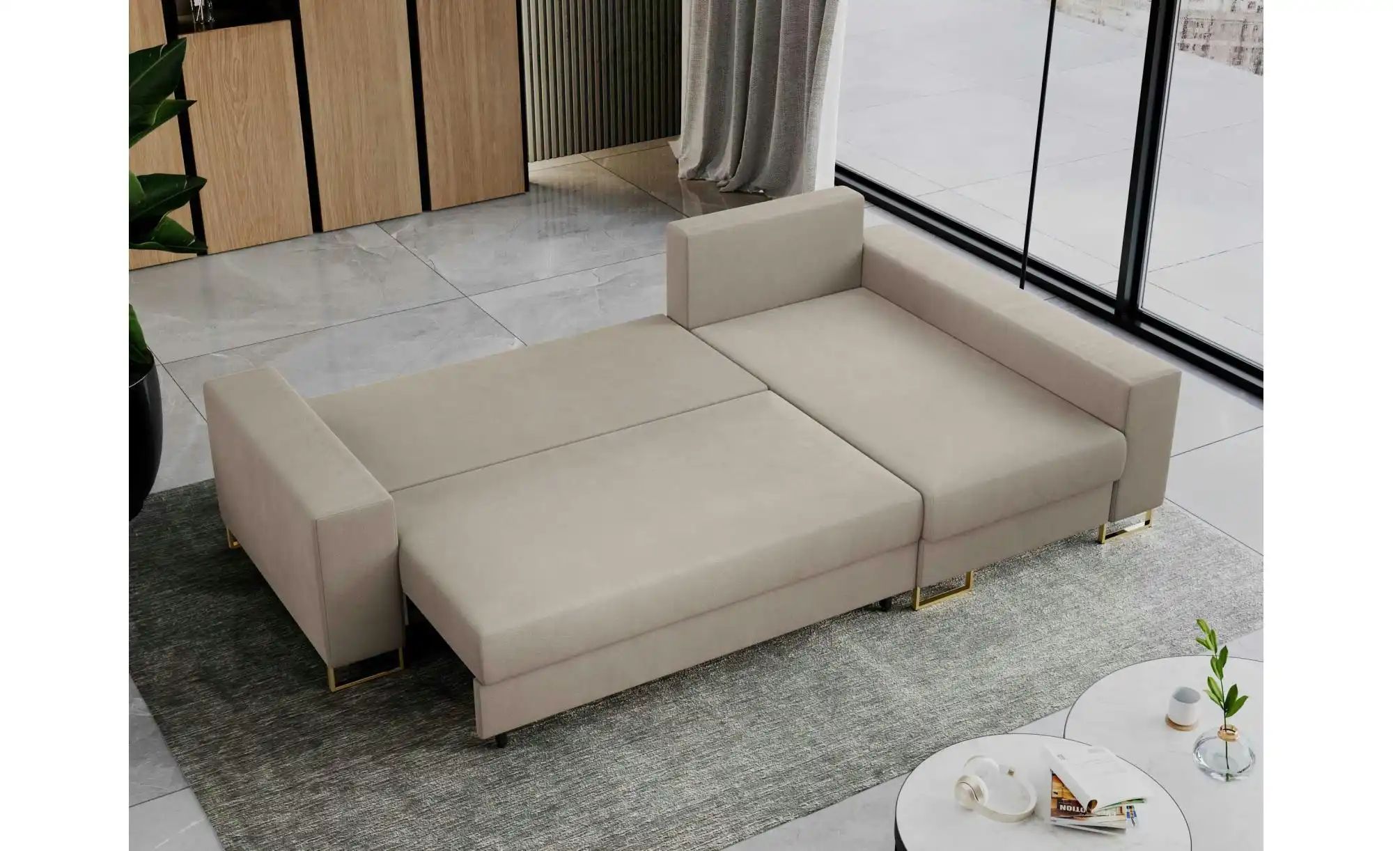 Ecksofa mit Schlaffunktion Dorain ¦ beige ¦ Maße (cm): B: 242 H: 85 Polster günstig online kaufen