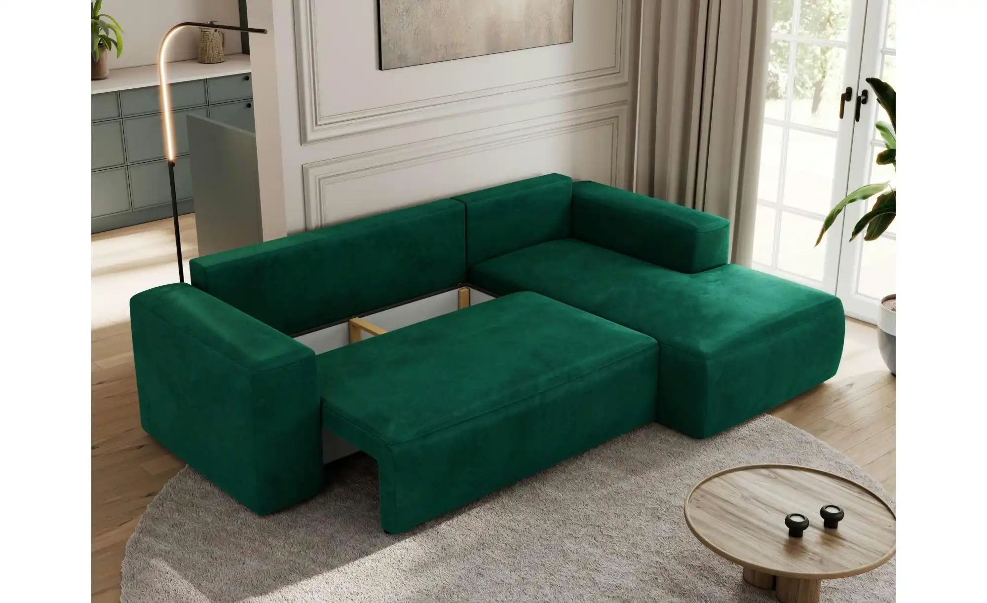 Thumbnail - Ecksofa Beige mit Schlaffunktion Trentino ¦ grün ¦ Maße (cm): B: 266 H: 89 Polstermöbel > Sofas > Ecksofas - Höffner