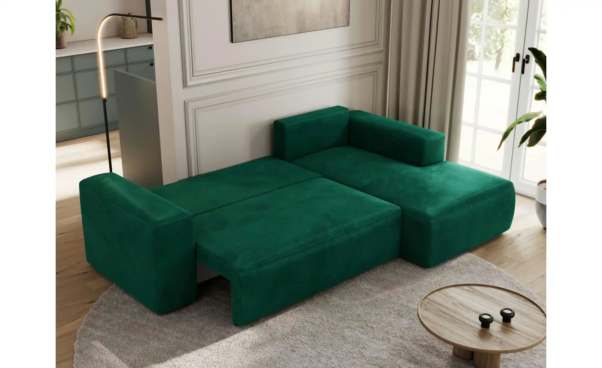 Thumbnail - Ecksofa Beige mit Schlaffunktion Trentino ¦ grün ¦ Maße (cm): B: 266 H: 89 Polstermöbel > Sofas > Ecksofas - Höffner