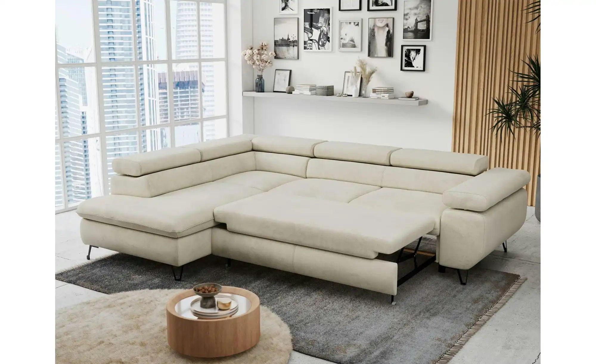 Ecksofa mit Schlaffunktion Peter ¦ beige ¦ Maße (cm): B: 273 H: 76 Polsterm günstig online kaufen