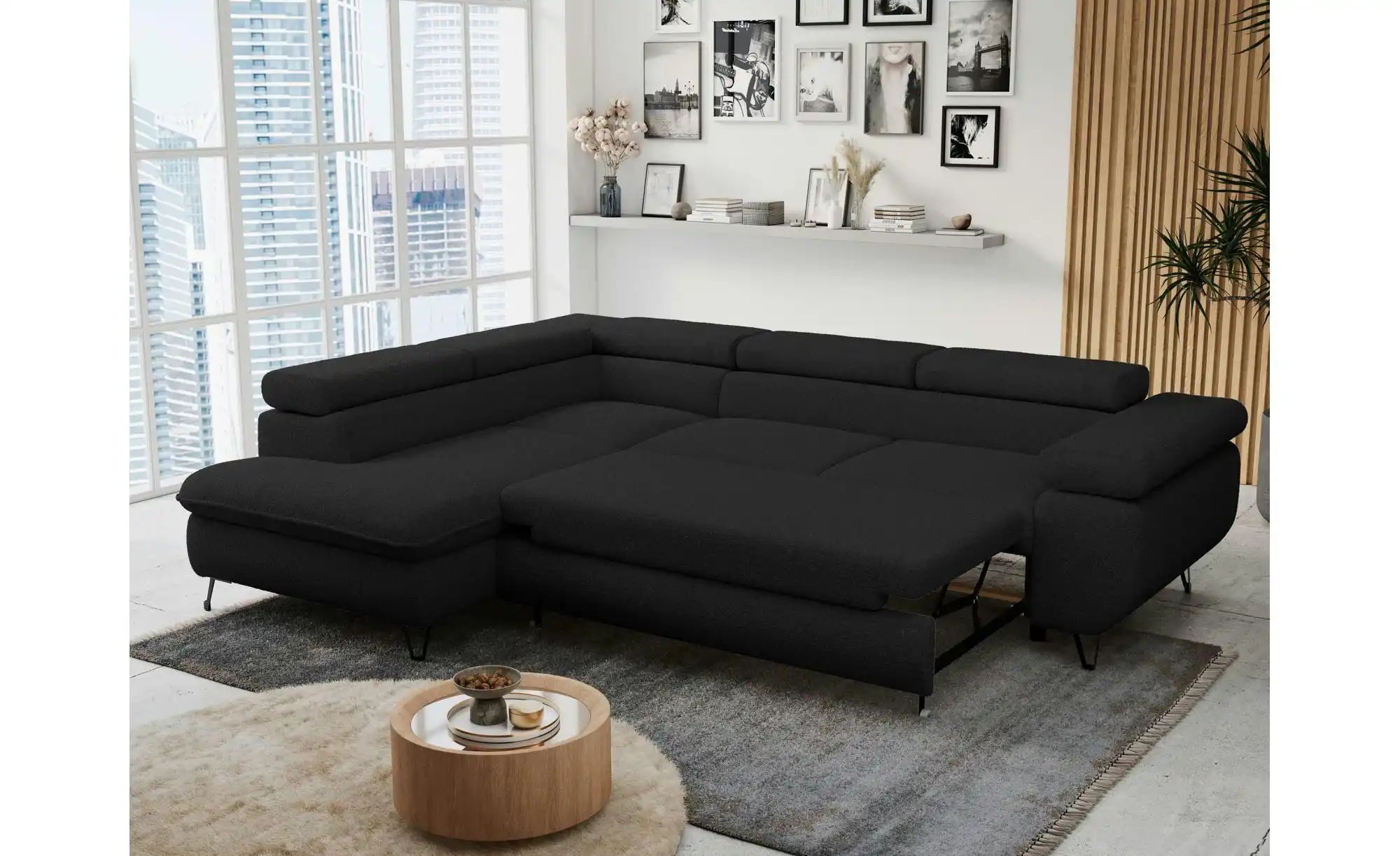 Ecksofa mit Schlaffunktion Peter ¦ schwarz ¦ Maße (cm): B: 273 H: 76 Polste günstig online kaufen