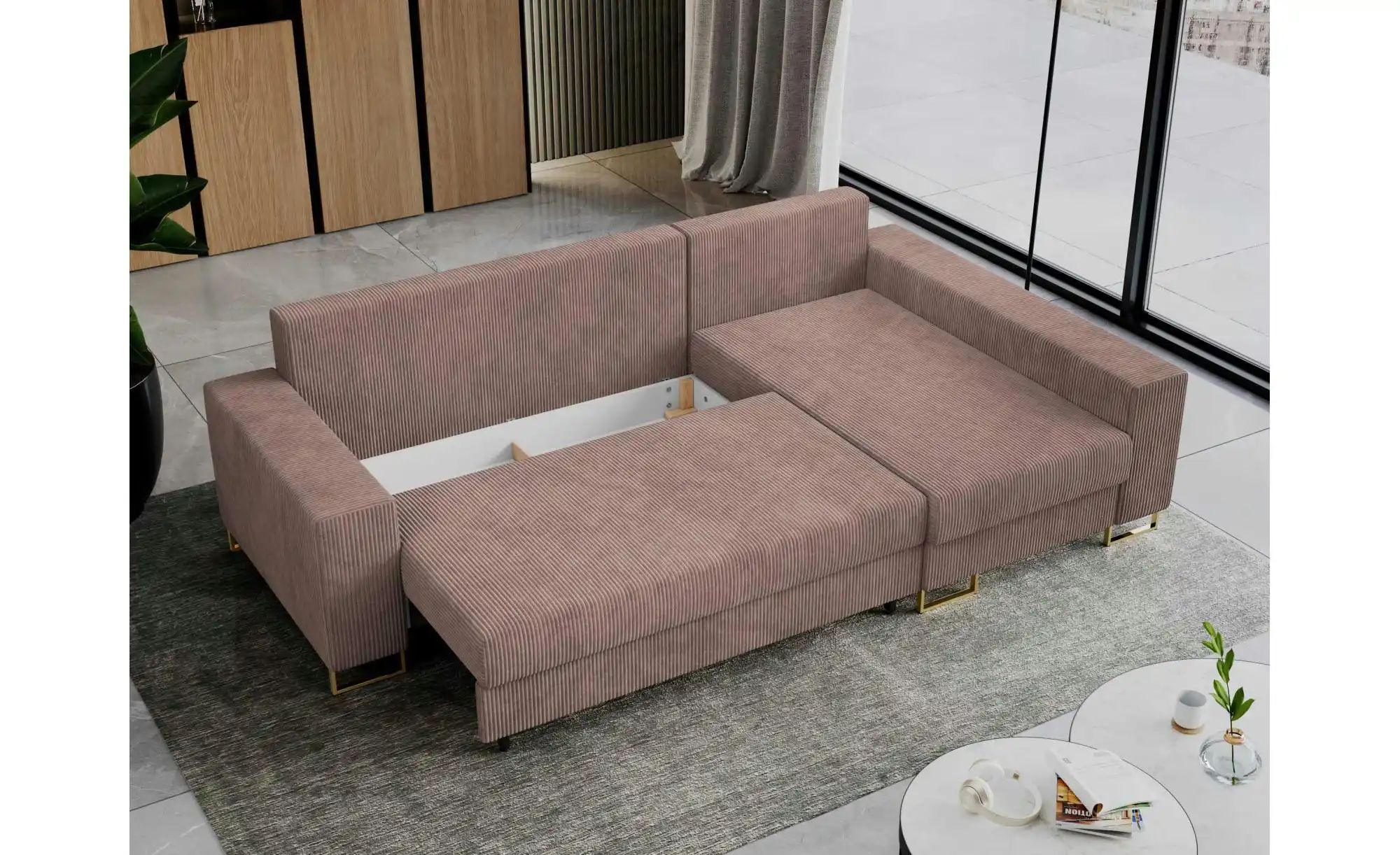 Ecksofa mit Schlaffunktion Dorain ¦ rosa/pink ¦ Maße (cm): B: 242 H: 85 Pol günstig online kaufen
