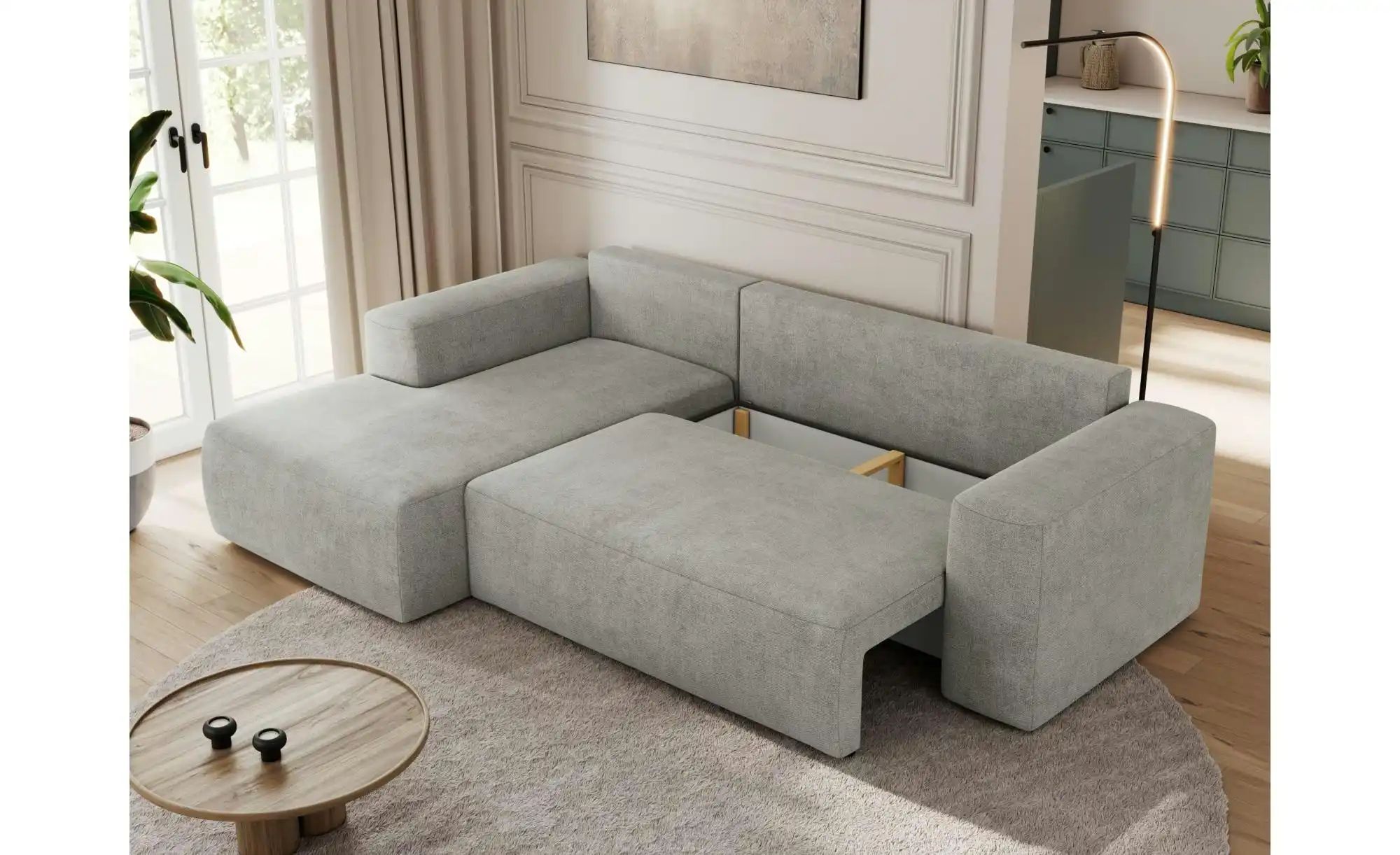 Thumbnail - Ecksofa Beige mit Schlaffunktion Trentino ¦ grau ¦ Maße (cm): B: 266 H: 89 Polstermöbel > Sofas > Ecksofas - Höffner