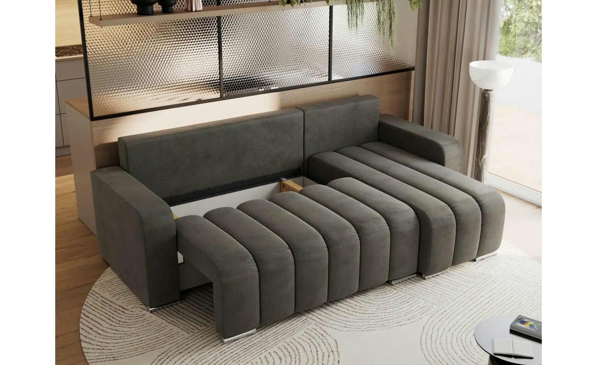 Thumbnail - Ecksofa mit Schlaffunktion Kirasso ¦ grau ¦ Maße (cm): B: 245 H: 86 Polstermöbel > Sofas > Ecksofas - Höffner