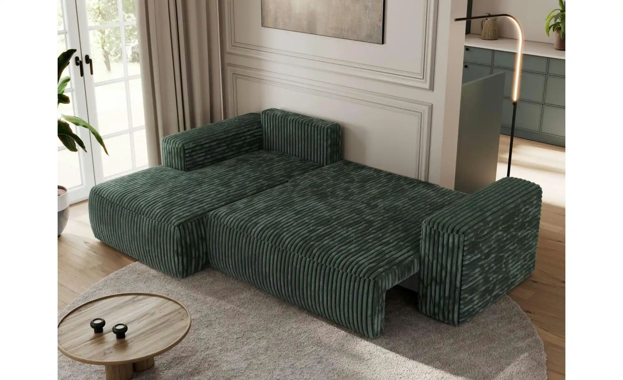 Thumbnail - Ecksofa Beige mit Schlaffunktion Trentino ¦ grün ¦ Maße (cm): B: 266 H: 89 Polstermöbel > Sofas > Ecksofas - Höffner