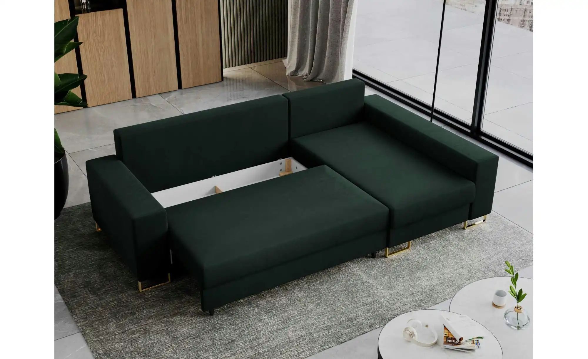 Ecksofa mit Schlaffunktion Dorain ¦ grün ¦ Maße (cm): B: 242 H: 85 Polsterm günstig online kaufen