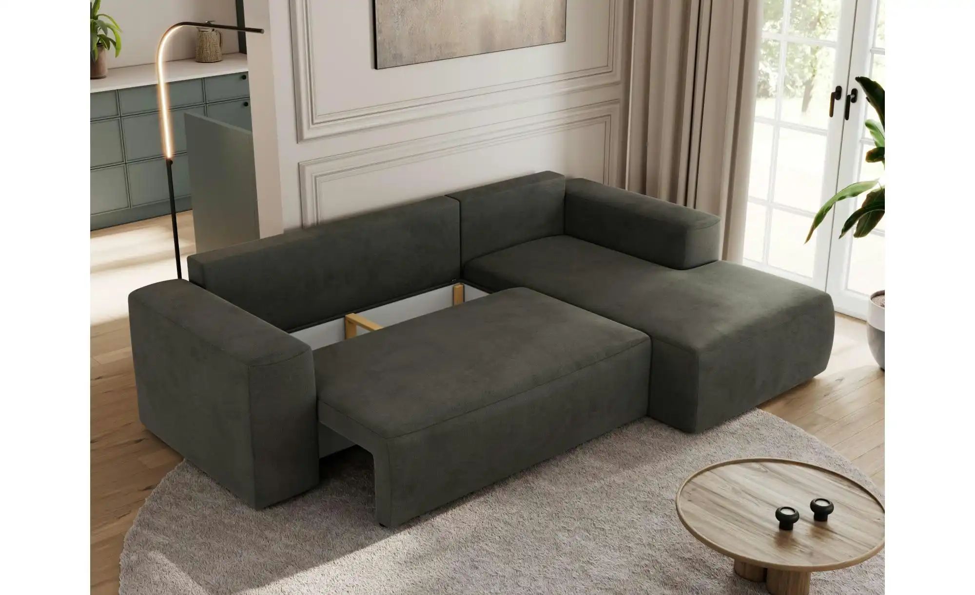 Thumbnail - Ecksofa Beige mit Schlaffunktion Trentino ¦ grau ¦ Maße (cm): B: 266 H: 89 Polstermöbel > Sofas > Ecksofas - Höffner