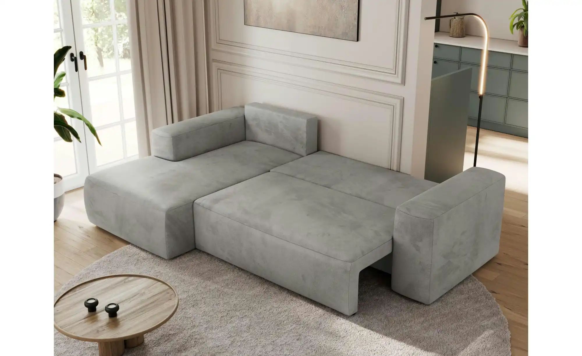 Thumbnail - Ecksofa Beige mit Schlaffunktion Trentino ¦ grau ¦ Maße (cm): B: 266 H: 89 Polstermöbel > Sofas > Ecksofas - Höffner
