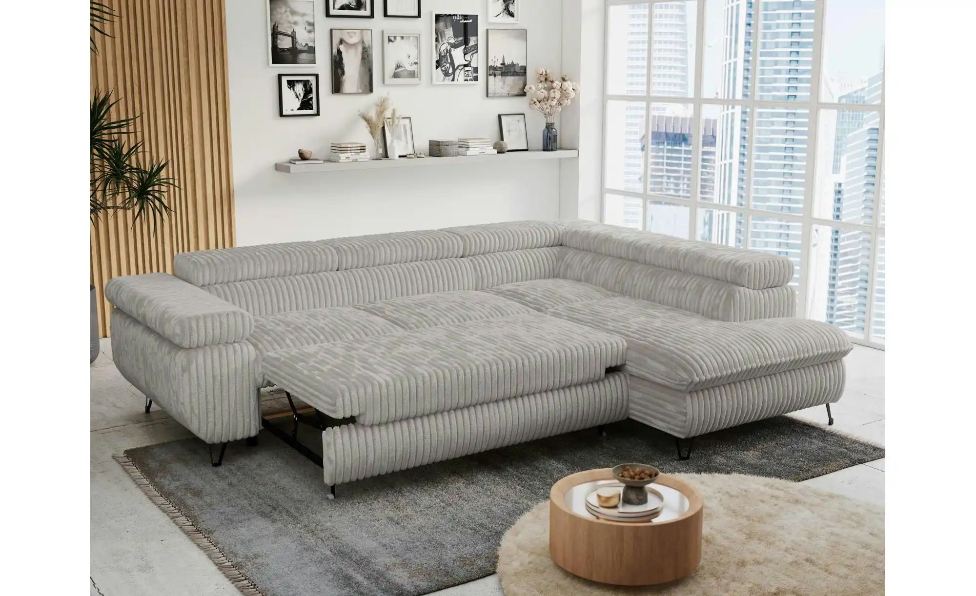 Ecksofa mit Schlaffunktion Peter ¦ grau ¦ Maße (cm): B: 273 H: 76 Polstermö günstig online kaufen