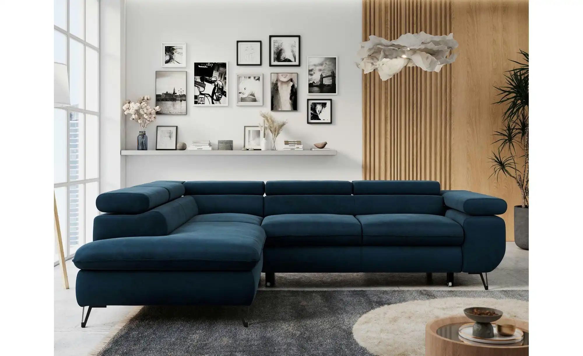 Ecksofa mit Schlaffunktion Peter ¦ blau ¦ Maße (cm): B: 273 H: 76 Polstermö günstig online kaufen