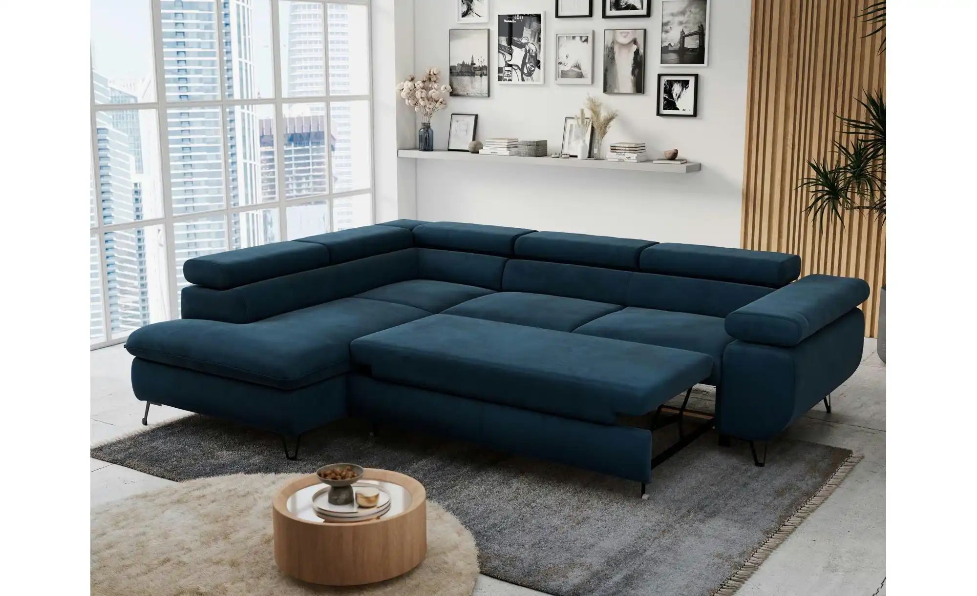 Thumbnail - Ecksofa mit Schlaffunktion Peter ¦ blau ¦ Maße (cm): B: 273 H: 76 Polstermöbel > Sofas > Ecksofas - Höffner