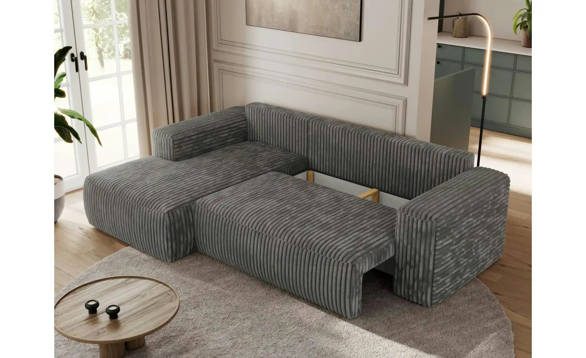Thumbnail - Ecksofa Beige mit Schlaffunktion Trentino ¦ grau ¦ Maße (cm): B: 266 H: 89 Polstermöbel > Sofas > Ecksofas - Höffner