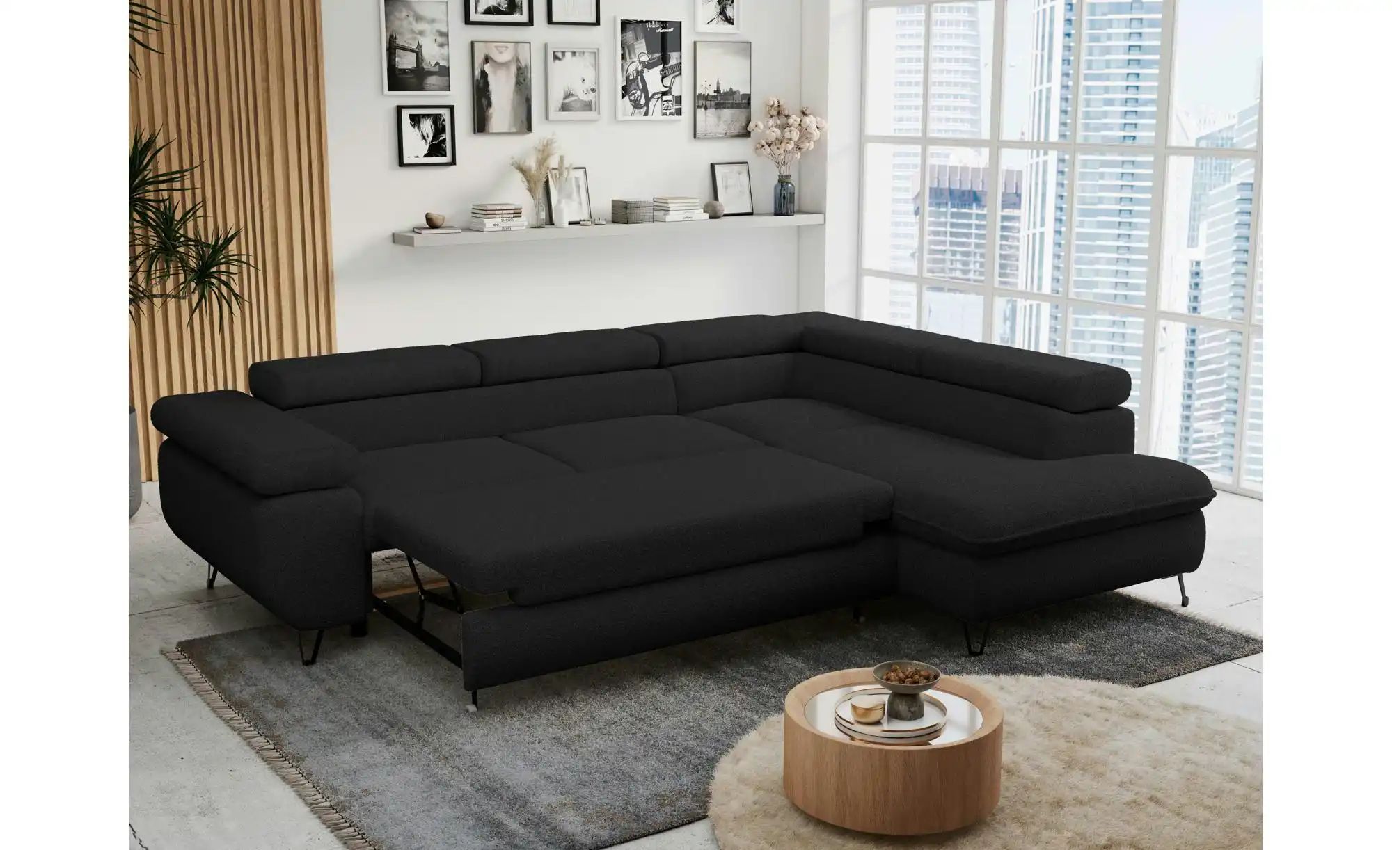 Thumbnail - Ecksofa mit Schlaffunktion Peter ¦ schwarz ¦ Maße (cm): B: 273 H: 76 Polstermöbel > Sofas > Ecksofas - Höffner