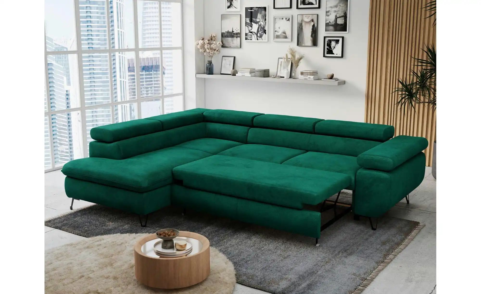 Ecksofa mit Schlaffunktion Peter ¦ grün ¦ Maße (cm): B: 273 H: 76 Polstermö günstig online kaufen