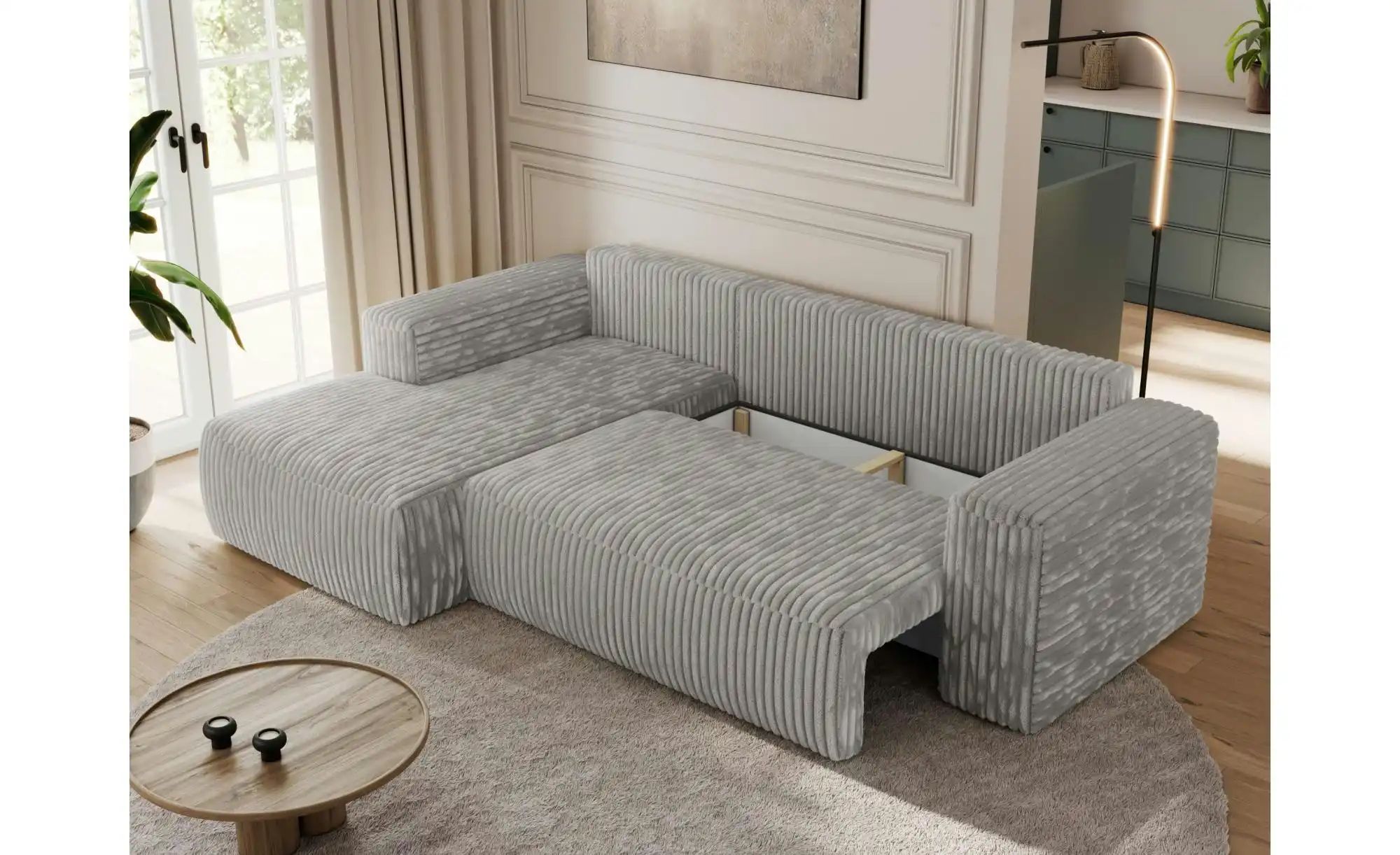 Ecksofa Beige mit Schlaffunktion Trentino ¦ grau ¦ Maße (cm): B: 266 H: 89 günstig online kaufen