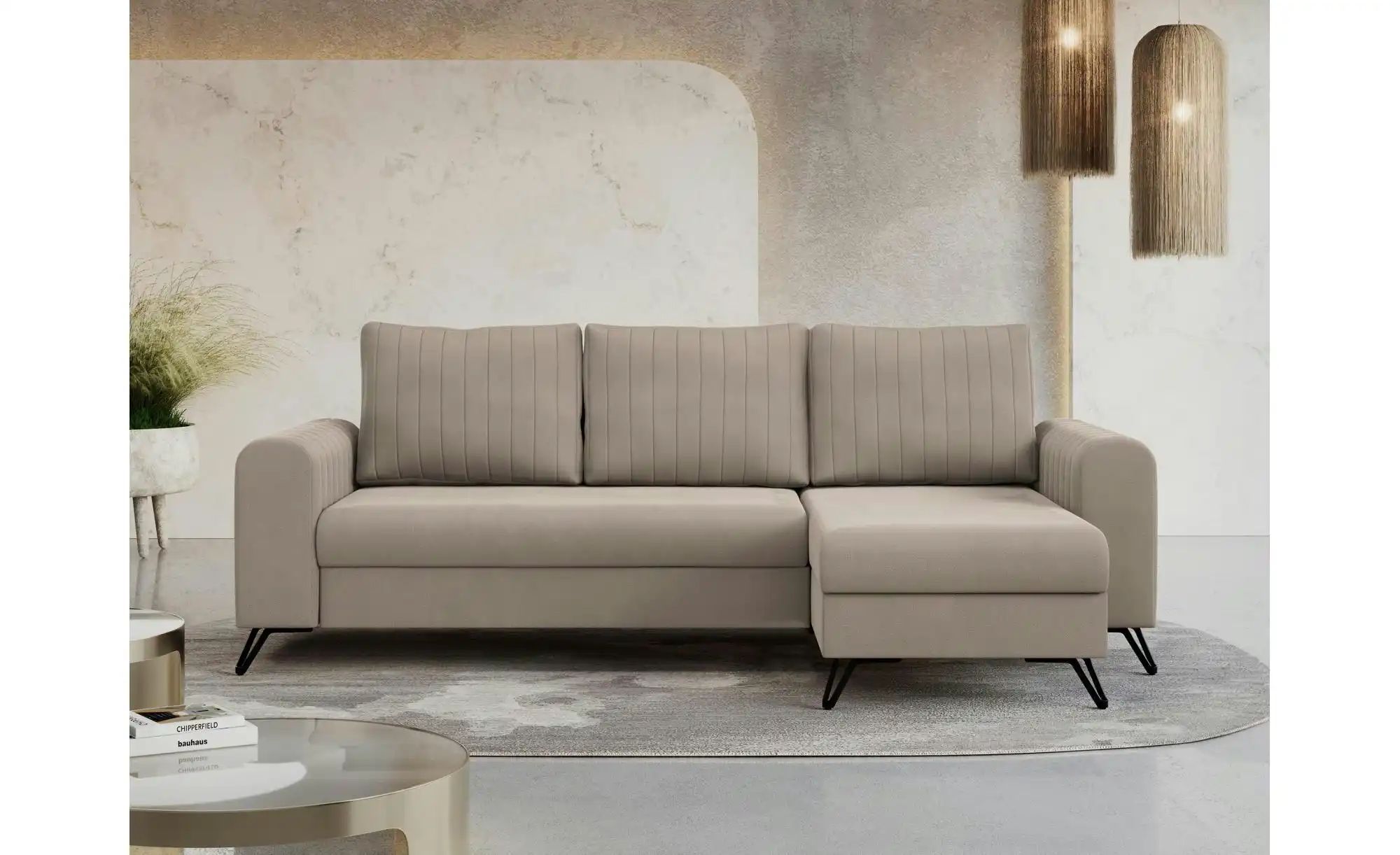 Ecksofa mit Schlaffunktion Axel ¦ beige ¦ Maße (cm): B: 242 H: 90 Polstermö günstig online kaufen