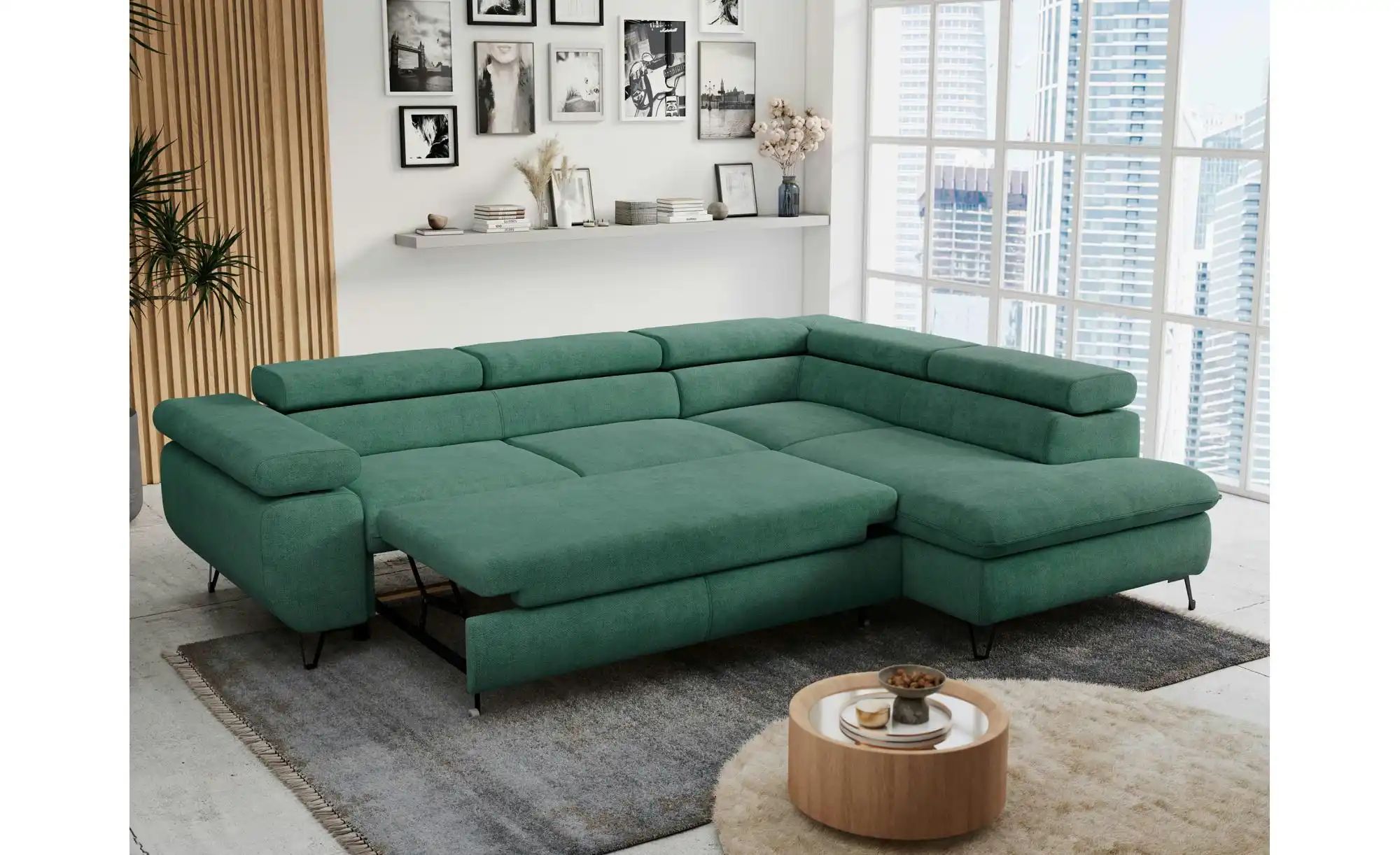 Thumbnail - Ecksofa mit Schlaffunktion Peter ¦ grün ¦ Maße (cm): B: 273 H: 76 Polstermöbel > Sofas > Ecksofas - Höffner