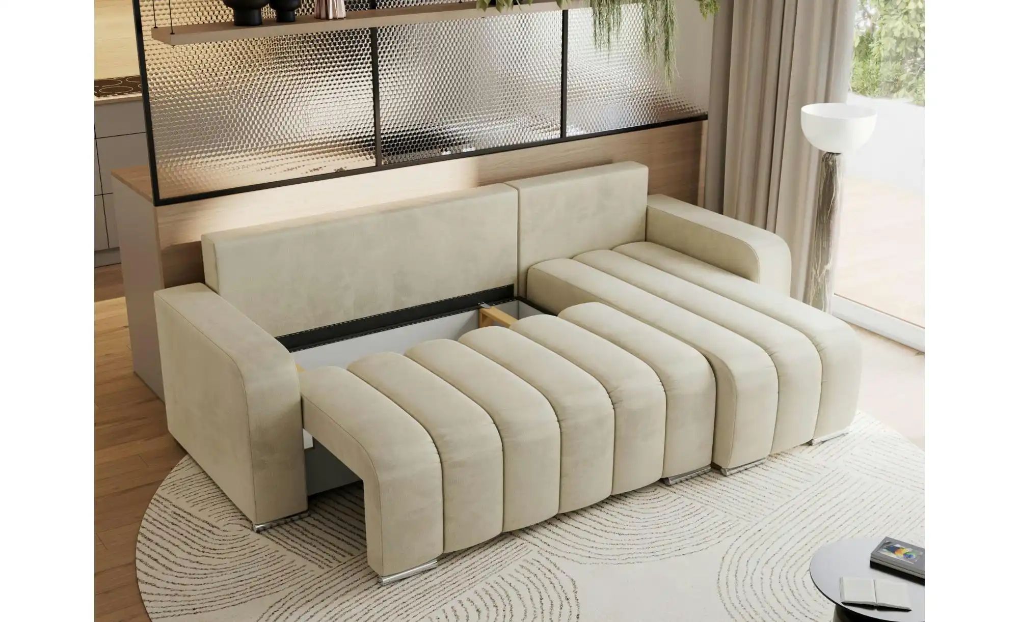 Thumbnail - Ecksofa mit Schlaffunktion Kirasso ¦ beige ¦ Maße (cm): B: 245 H: 86 Polstermöbel > Sofas > Ecksofas - Höffner