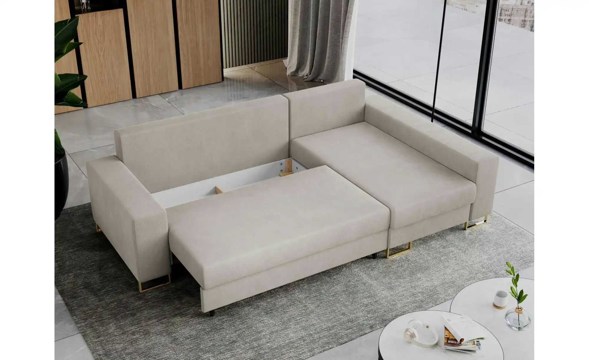 Ecksofa mit Schlaffunktion Dorain ¦ beige ¦ Maße (cm): B: 242 H: 85 Polster günstig online kaufen