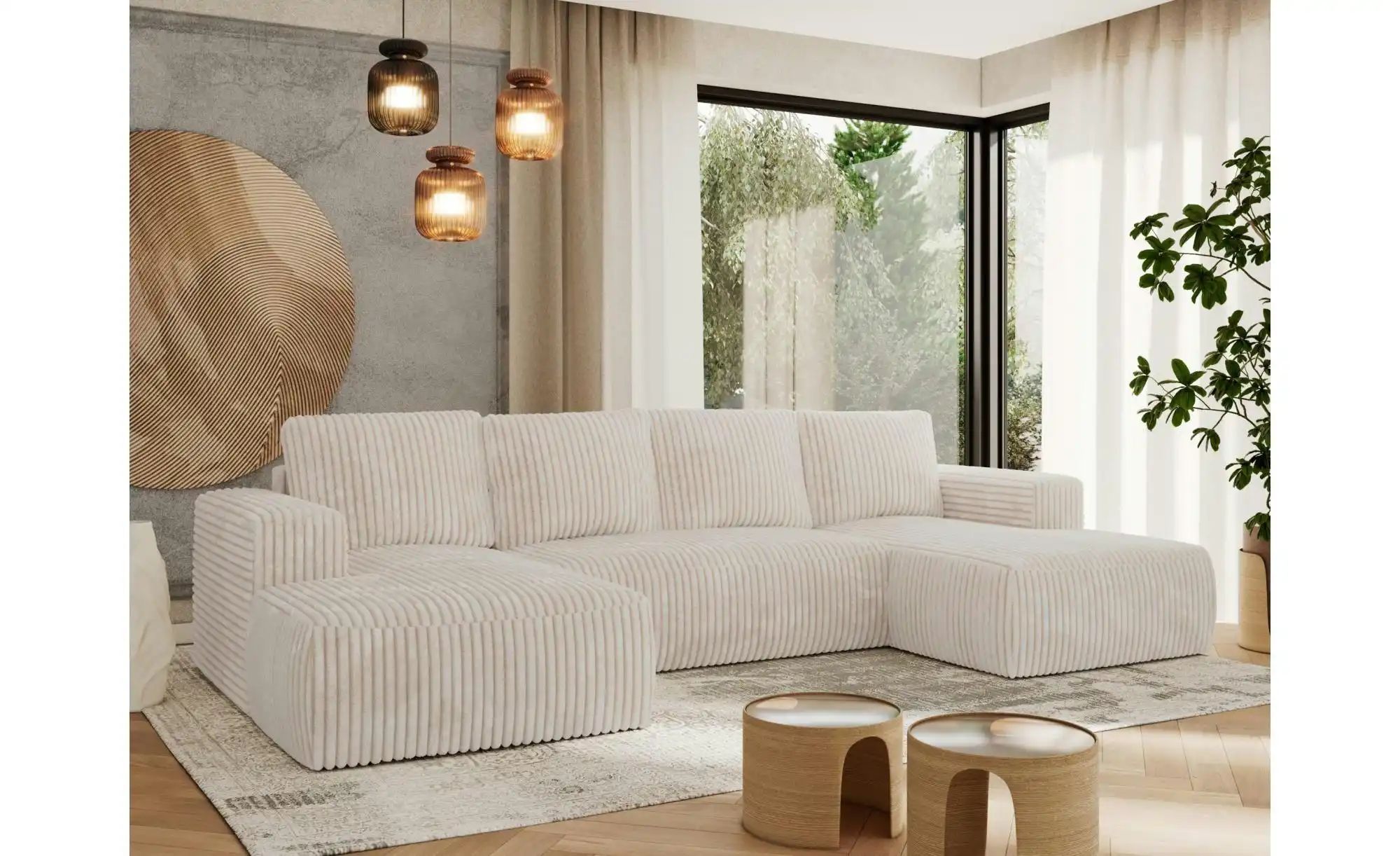 Wohnlandschaft mit Schlaffunktion Trentino ¦ creme ¦ Maße (cm): B: 334 H: 9 günstig online kaufen